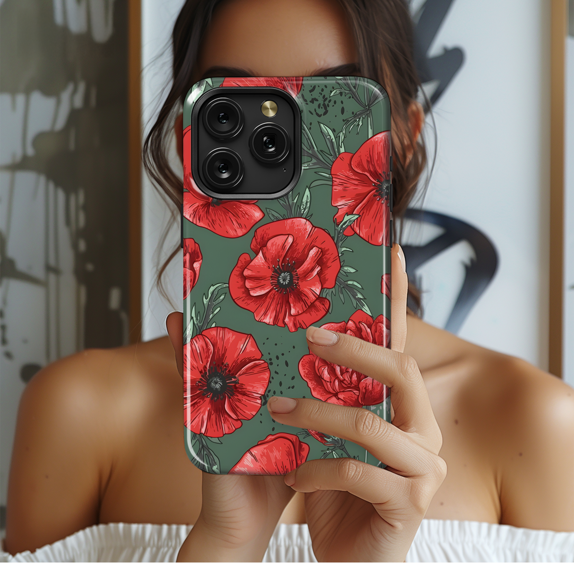 Poppies Flowers Green Remembrance Day Phone Case iPhone Samsung Cover Pixel 2571