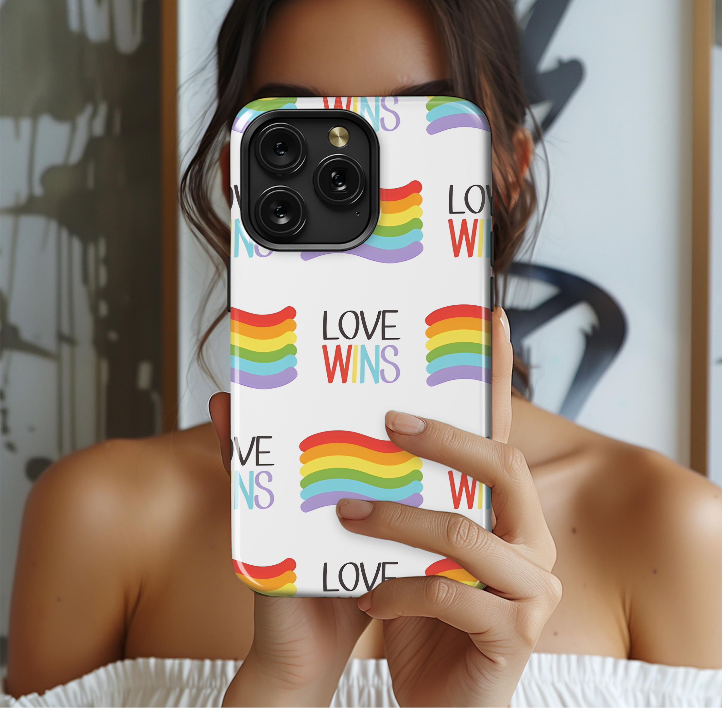 Pride Rainbow Hearts Phone Case iPhone Samsung Cover Pixel 3893