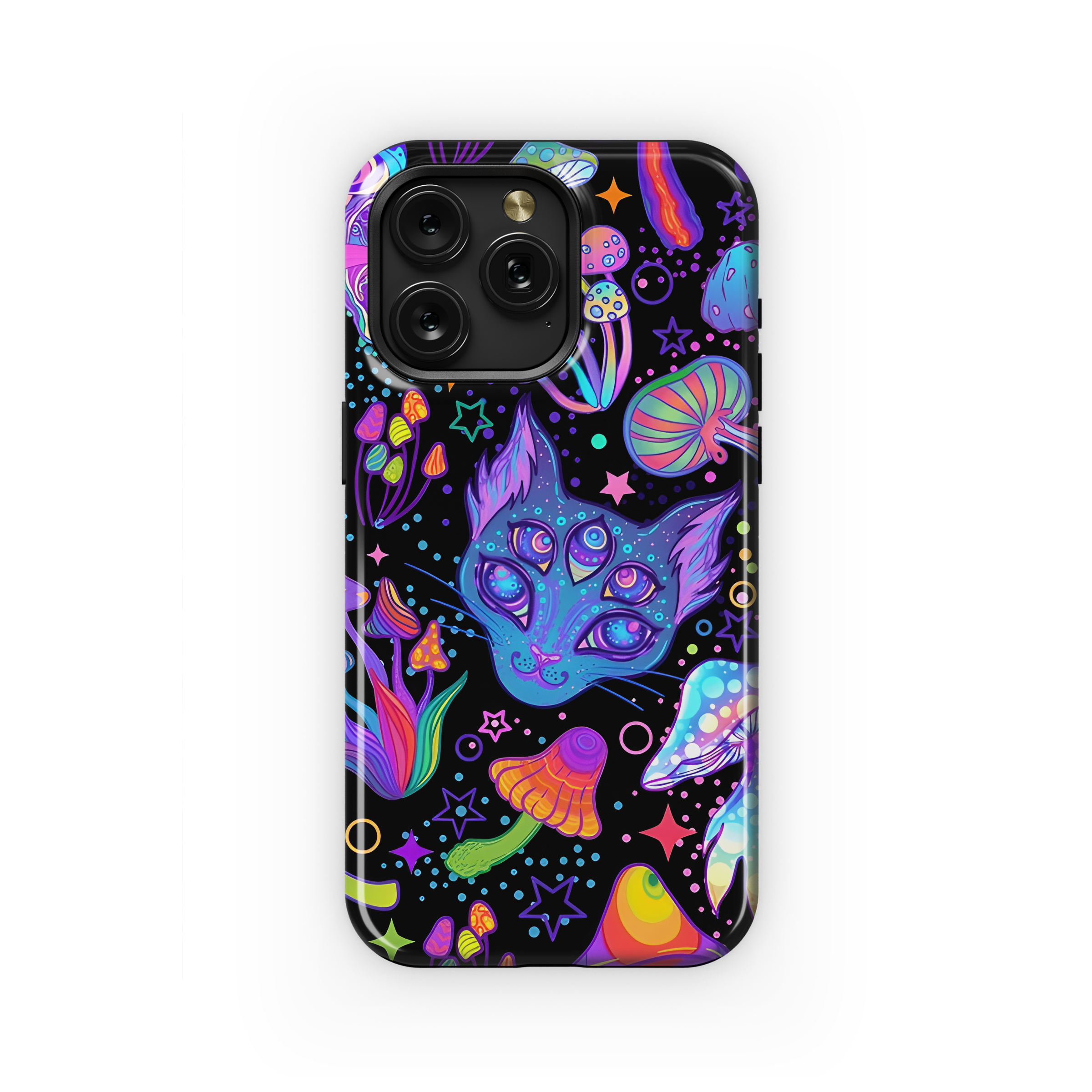 Psychedelic Hippie Magic Cat Mushroom Phone Case iPhone Samsung Cover Pixel 2672