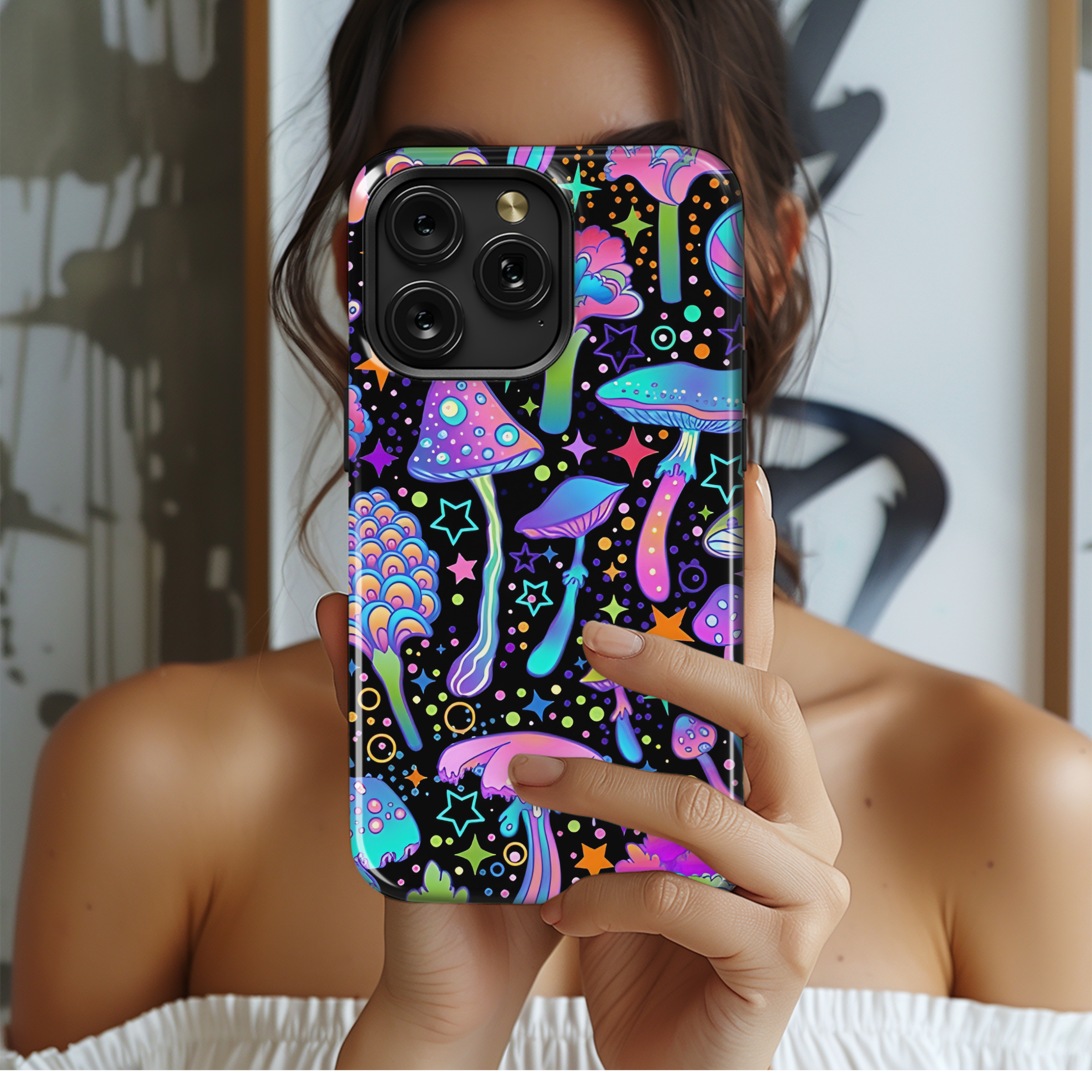 Psychedelic Mushroom Star Pattern Phone Case iPhone Samsung Cover Pixel 2171