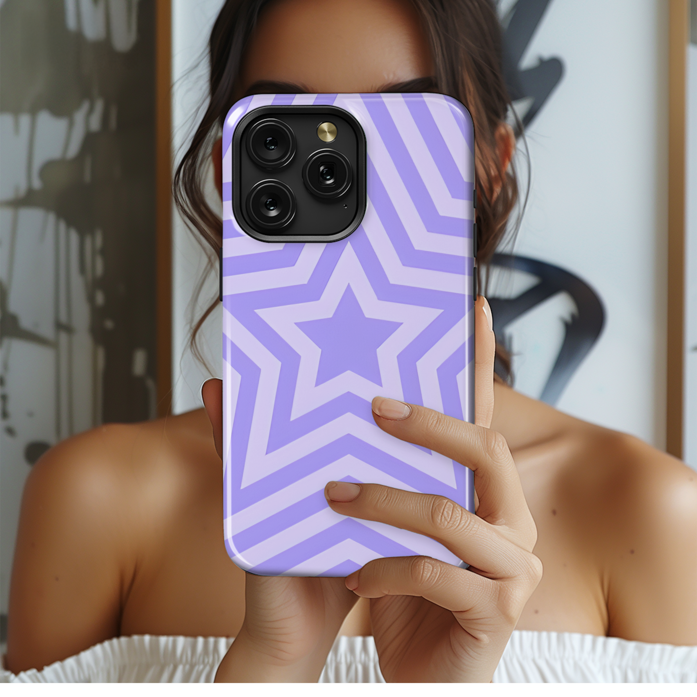 Psychedelic Purple Concentric Stars Phone Case iPhone Samsung Cover Pixel 2152