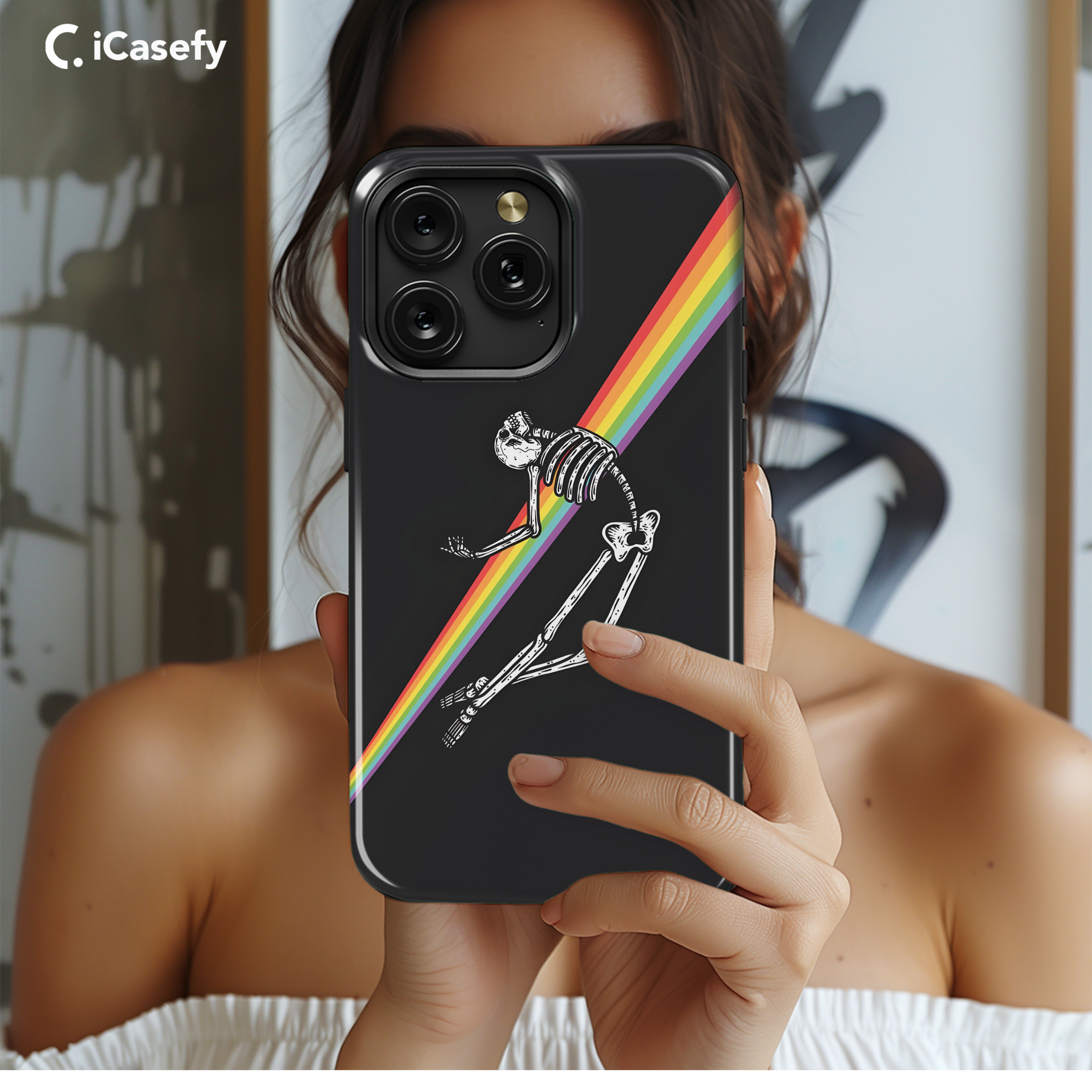 Rainbow LGBT Skeleton Phone Case iPhone Samsung Cover Pixel 1766