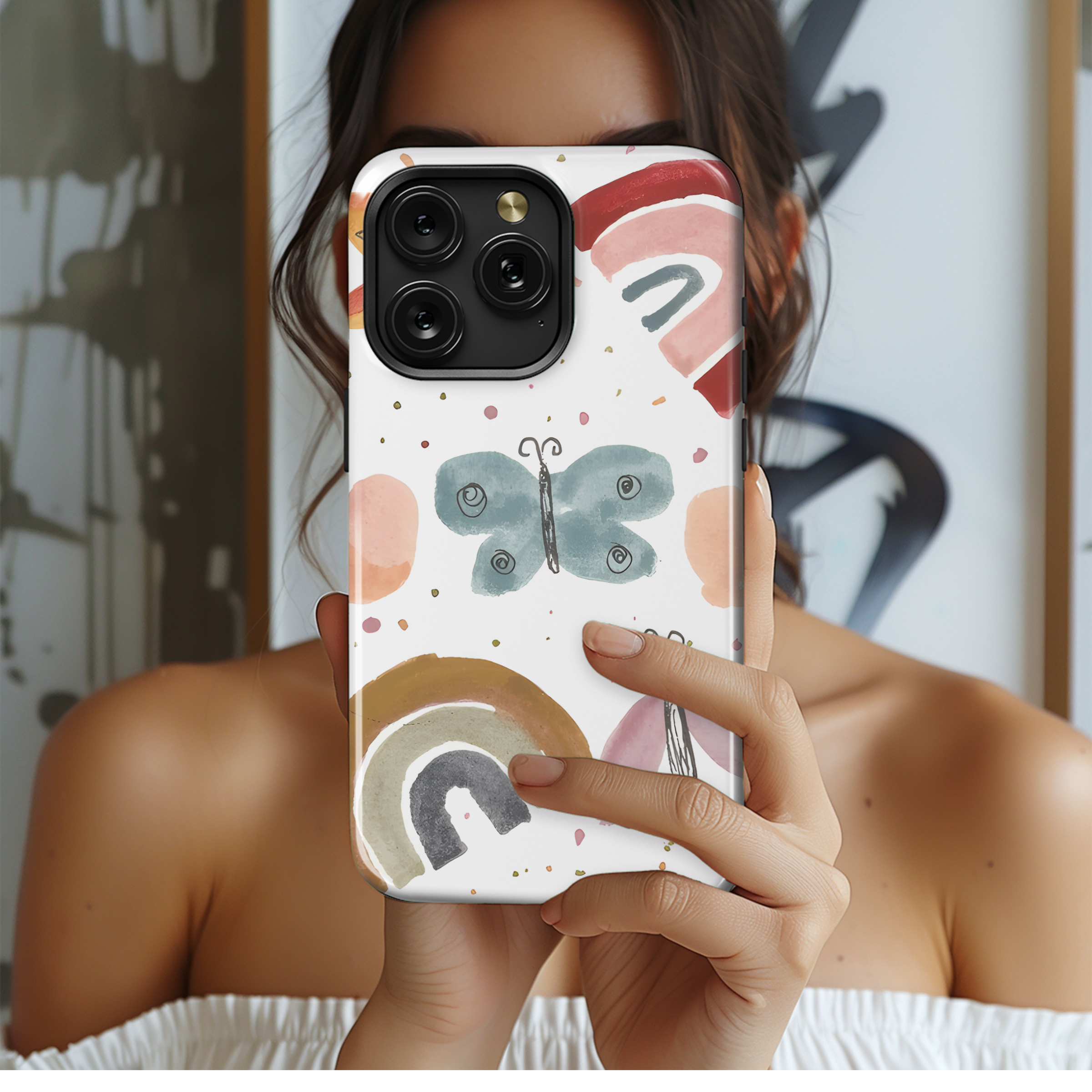 Rainbow Watercolor Butterfly Phone Case iPhone Samsung Cover Pixel 2820