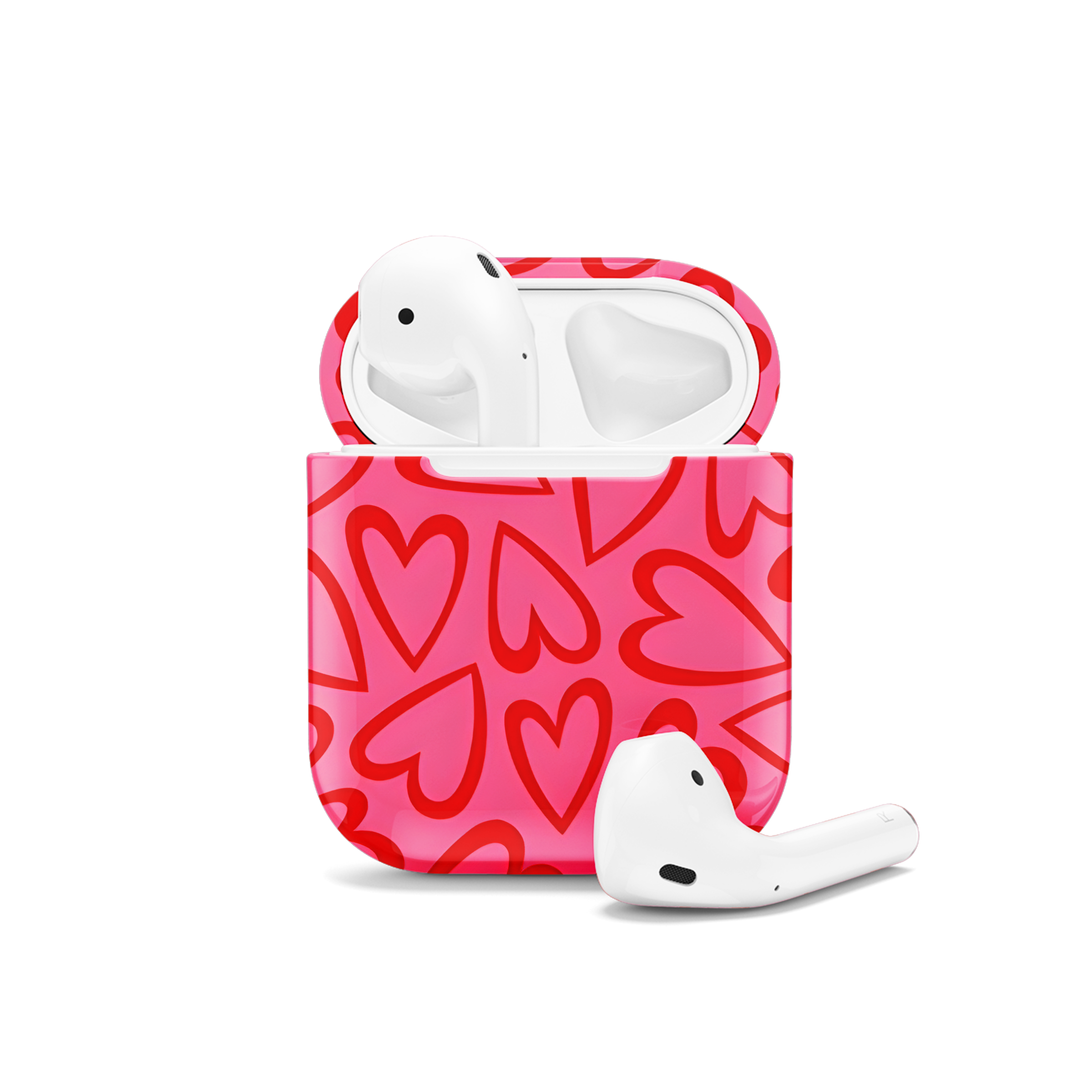 Red Heart Pattern AirPods Case AirPods Pro AirPods Pro 2 AirPods 3 AirPods 2 Glossy 2140