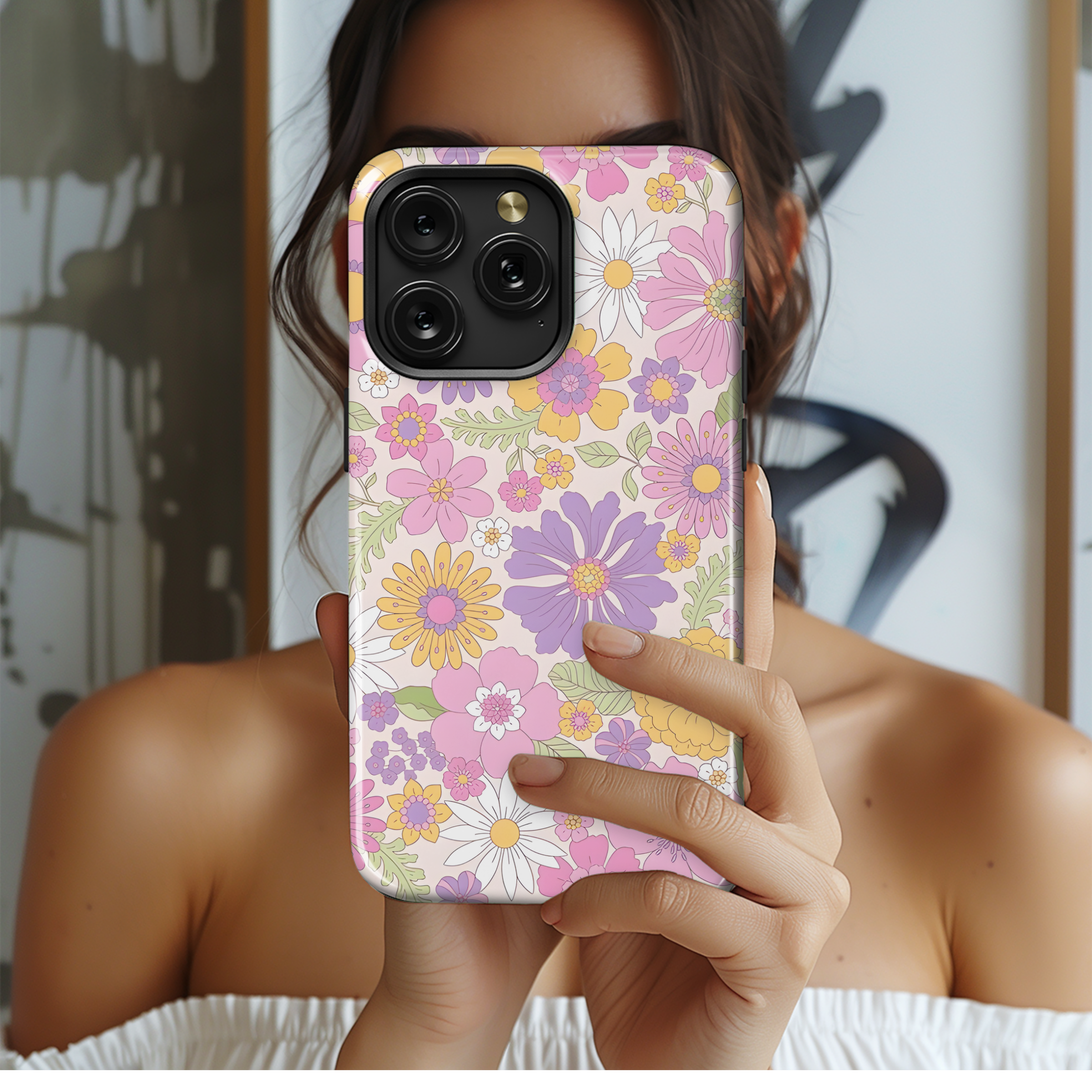 Retro 70s Floral Seamless Phone Case iPhone Samsung Cover Pixel 2499