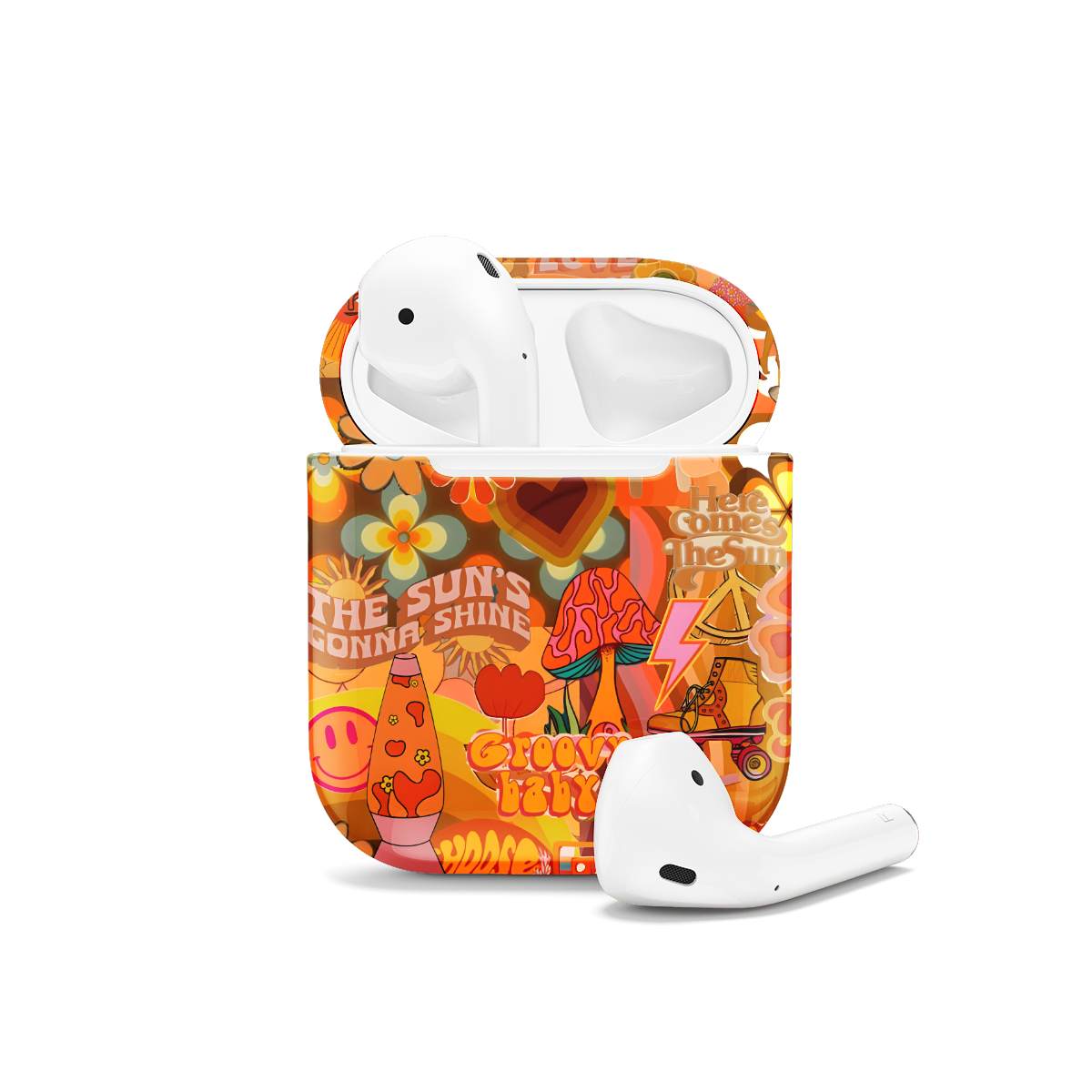 Retro Groovy Hippie Floral Rainbow Trippy 70s AirPods Case AirPods Pro AirPods Pro 2 AirPods 3 AirPods 2 Glossy 1513