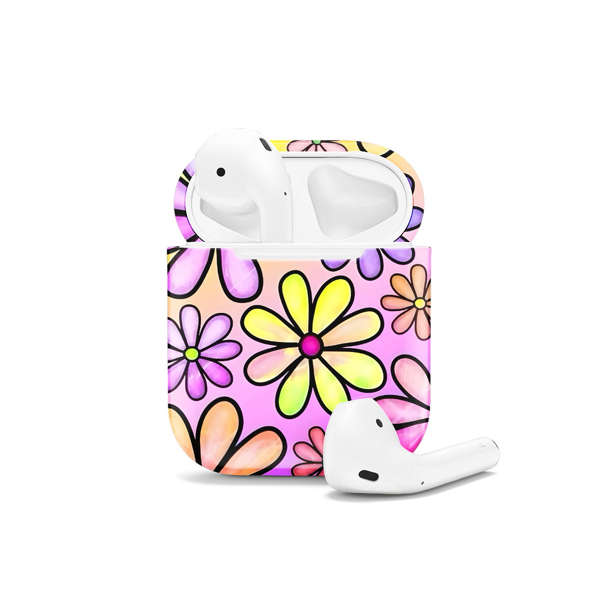 Retro Groovy Hippie Floral Rainbow Trippy AirPods Case AirPods Pro AirPods Pro 2 AirPods 3 AirPods 2 Glossy 1515