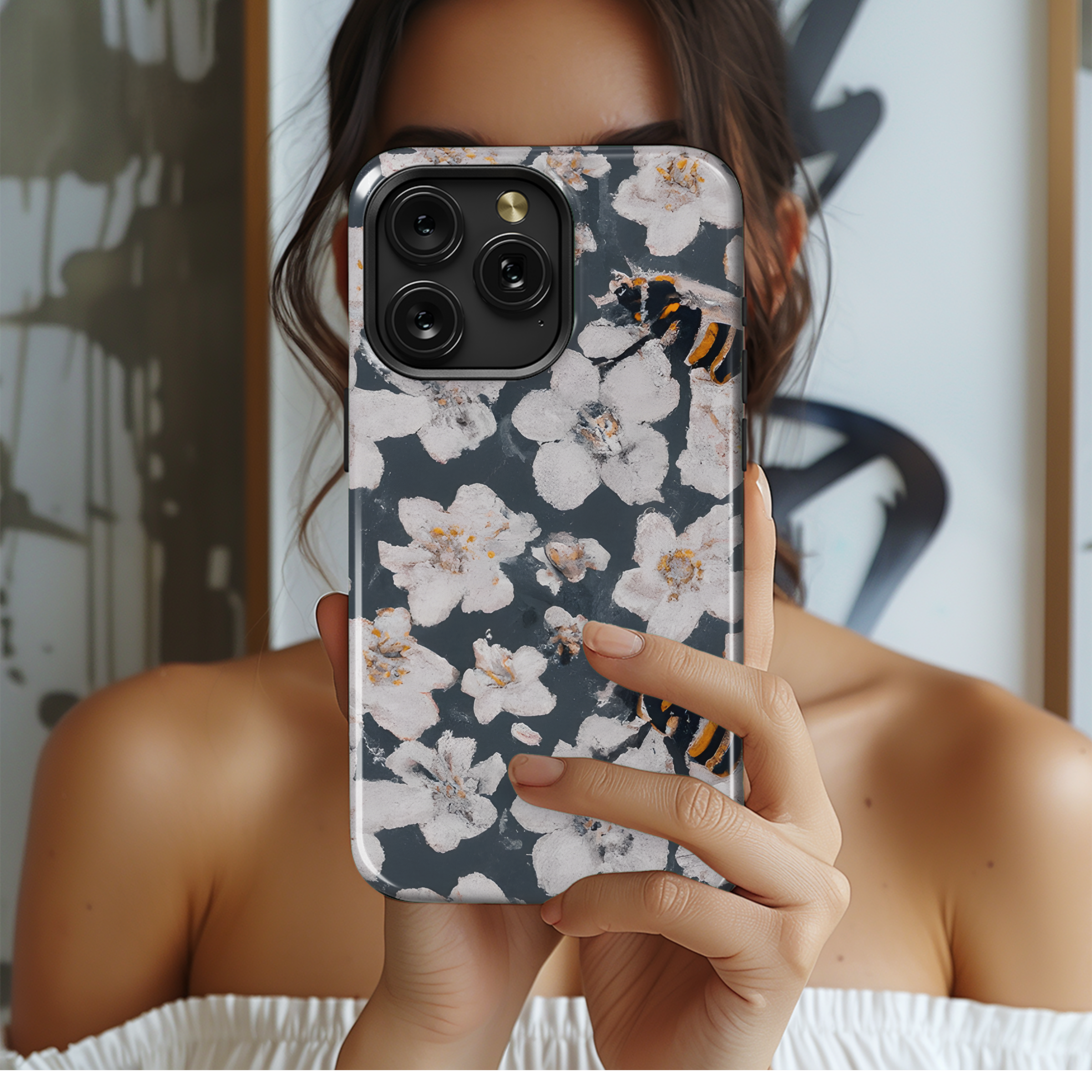 Retro Manuka Flower Bee Phone Case iPhone Samsung Cover Pixel 2935