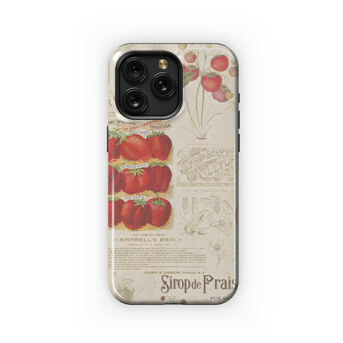 Retro Strawberry Paper Phone Case iPhone Samsung Cover Pixel 1713