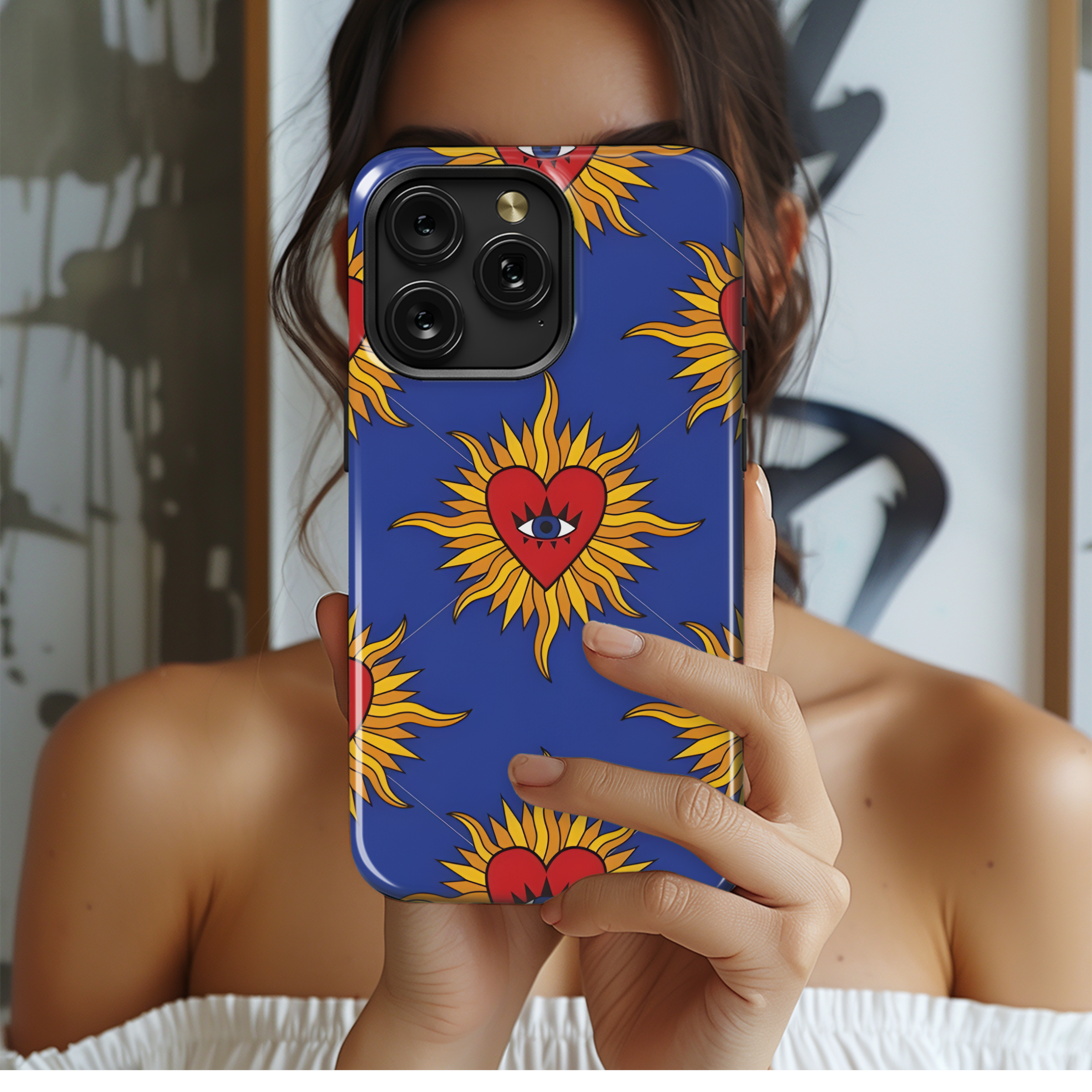 Royal Gothic Pattern Sacred Heart Evil Eye Sun Phone Case iPhone Samsung Cover Pixel 2136