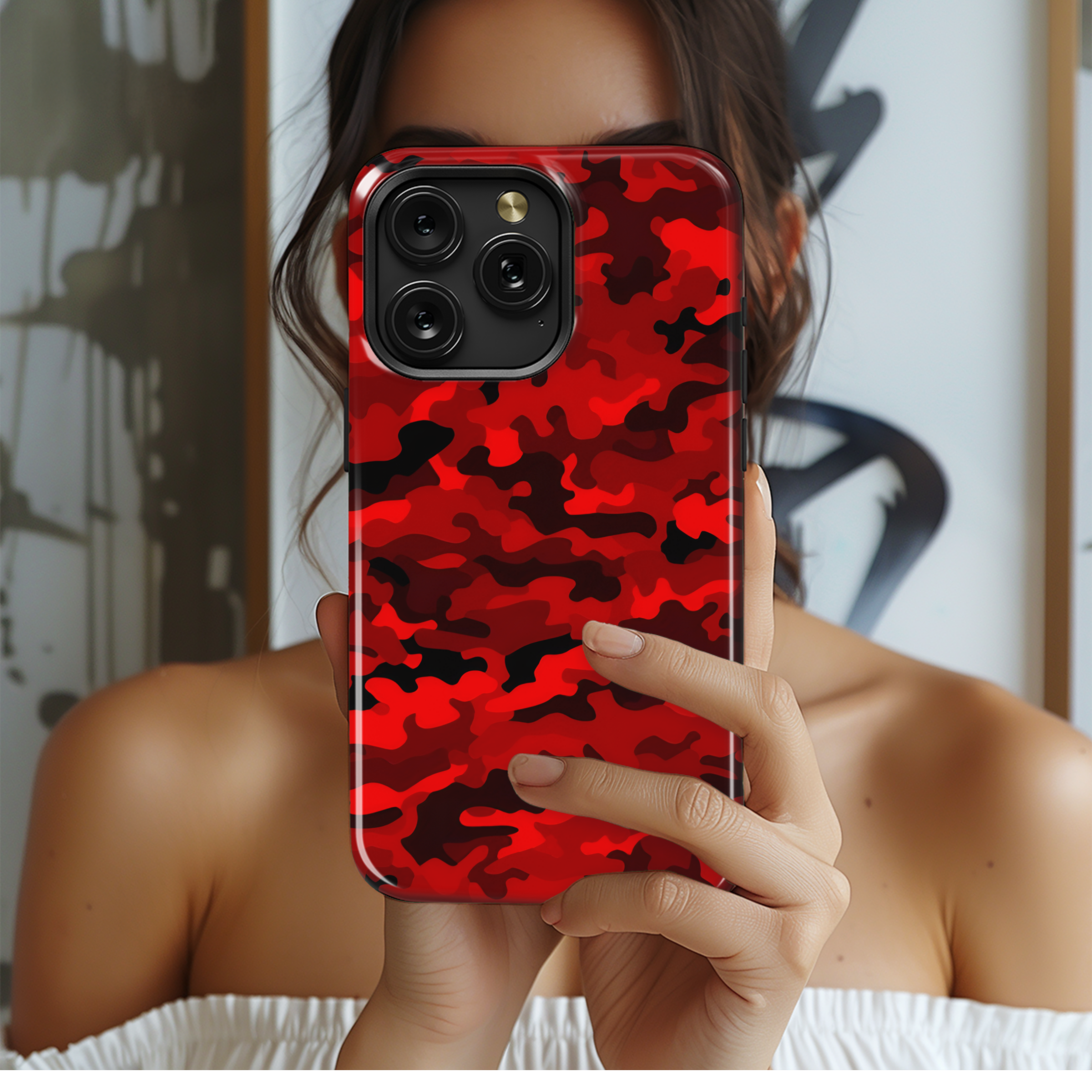 Ruby Red Camo Texture Phone Case iPhone Samsung Cover Pixel 2191