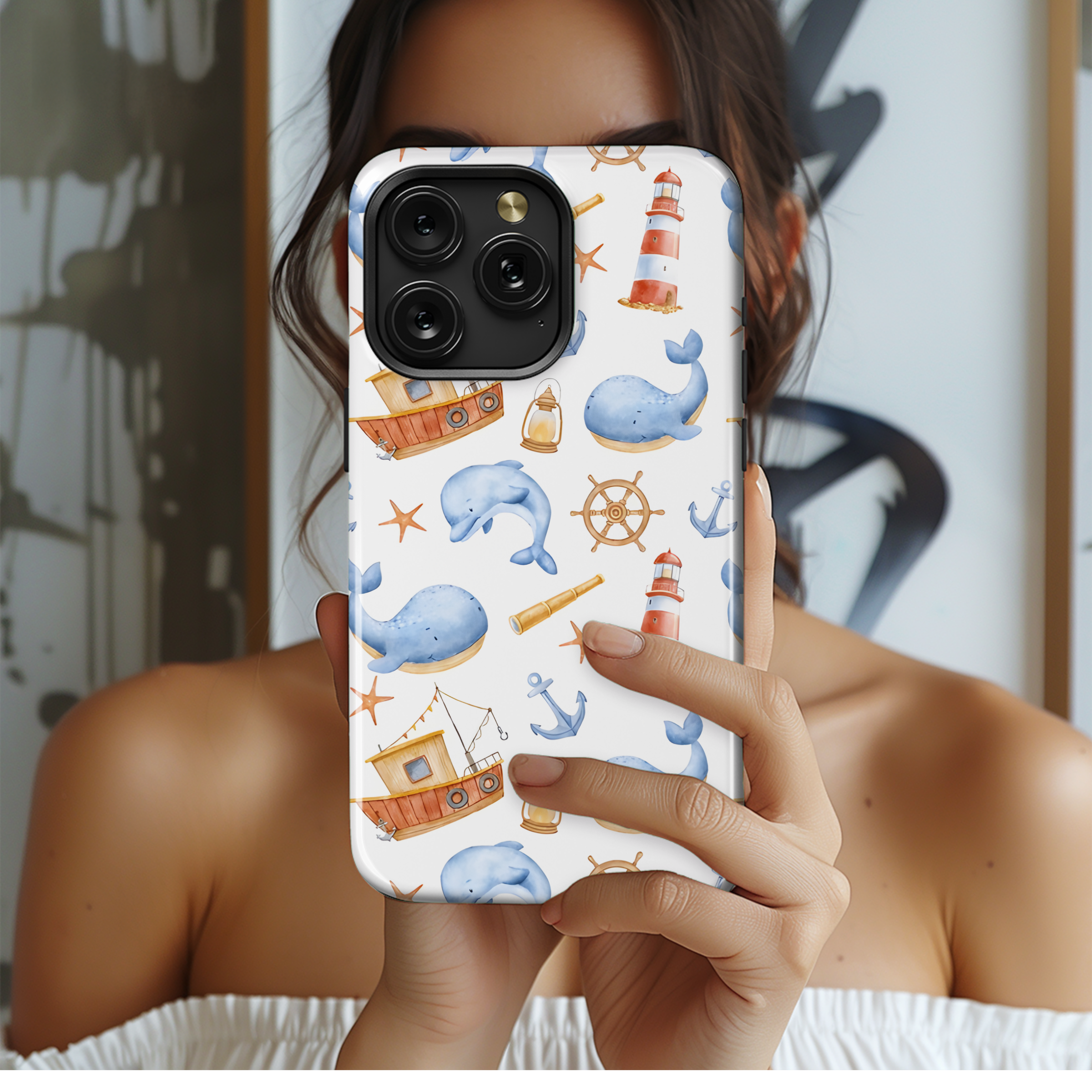 Sea Animals Boat Phone Case iPhone Samsung Cover Pixel 2106