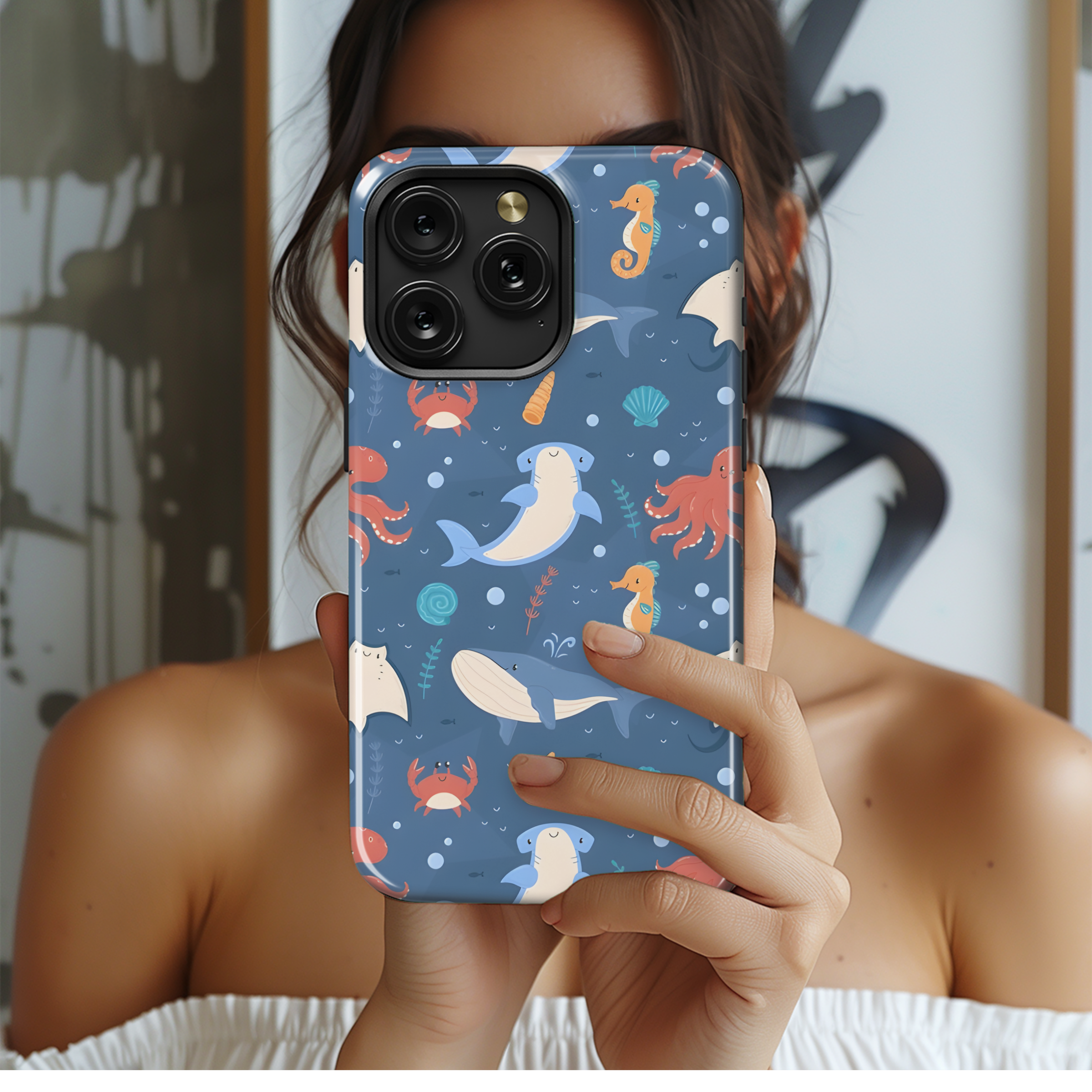 Sea Animals Seamless Pattern Phone Case iPhone Samsung Cover Pixel 2330