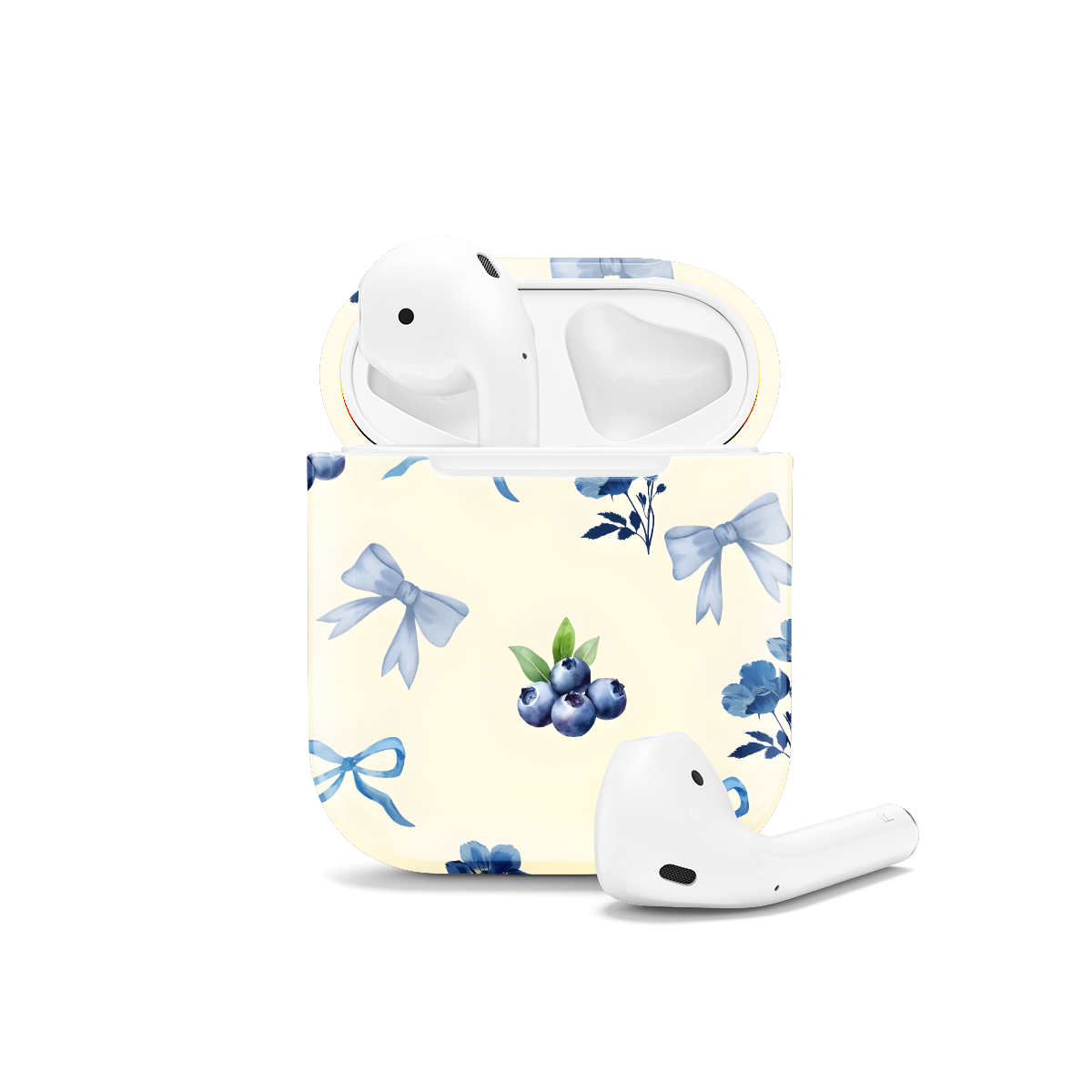 Seamless Blue Blueberry Coquette Bow AirPods Case AirPods Pro AirPods Pro 2 AirPods 3 AirPods 2 Glossy 1577