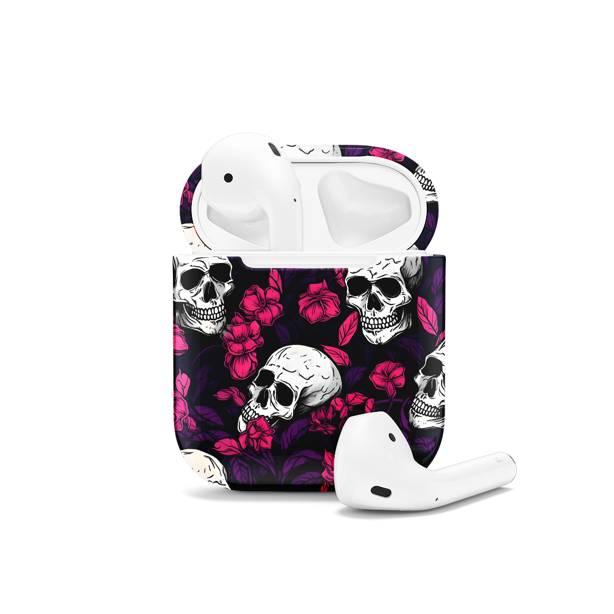 Seamless Flower Skeleton Skull AirPods Case AirPods Pro AirPods Pro 2 AirPods 3 AirPods 2 Glossy 1511