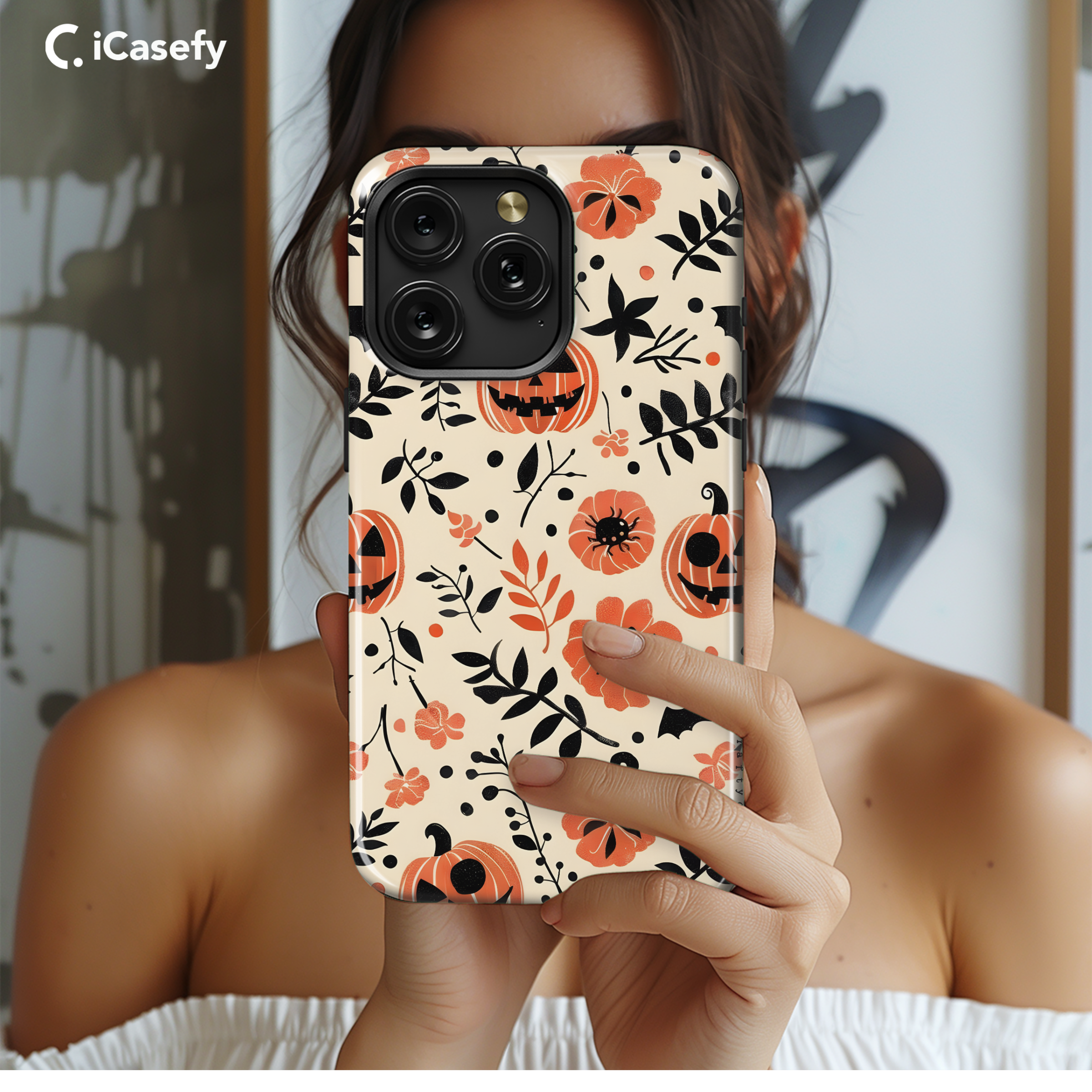 Seamless Leaf Fall Pumpkins Phone Case iPhone Samsung Cover Pixel 1835