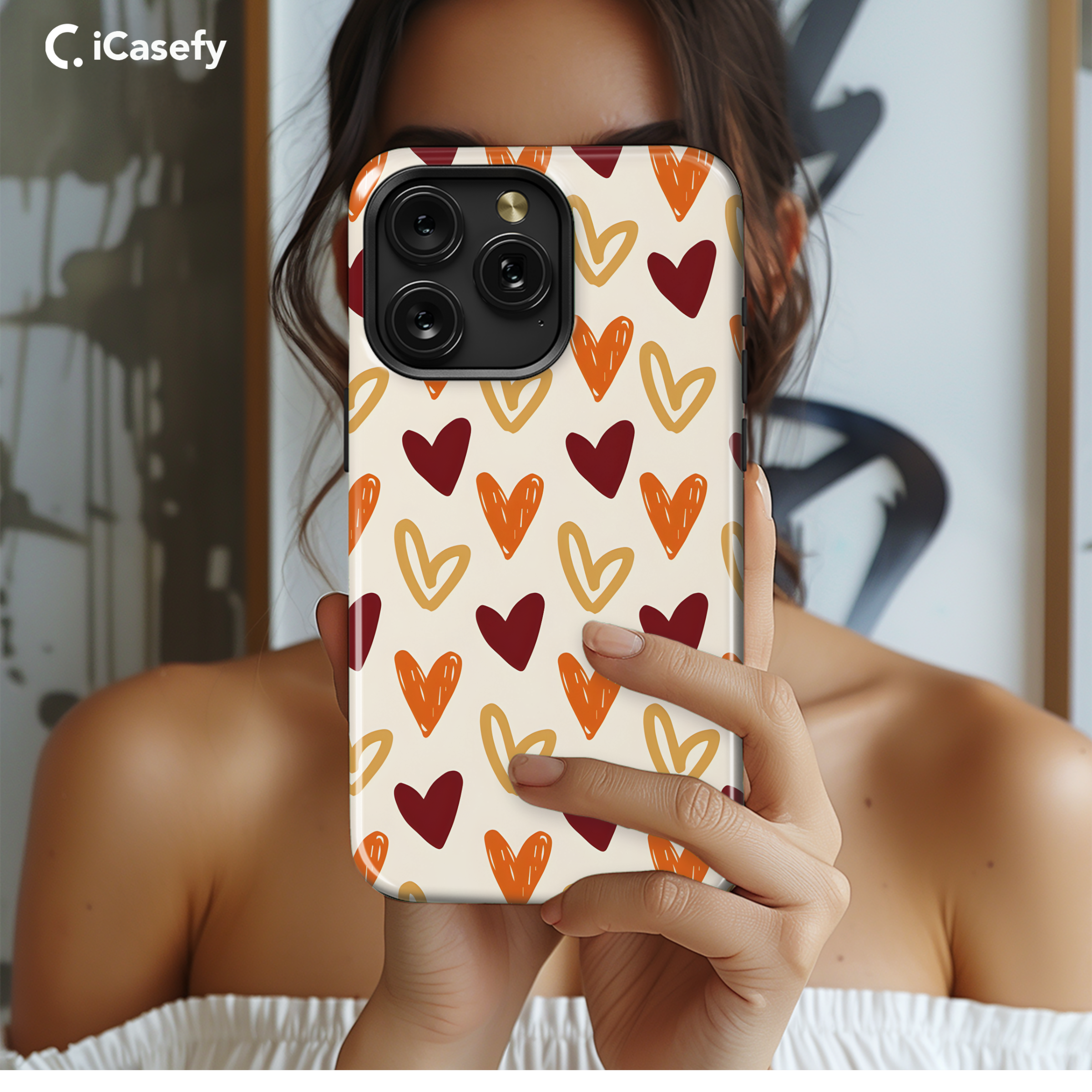 Seamless Love Hearts Phone Case iPhone Samsung Cover Pixel 1836