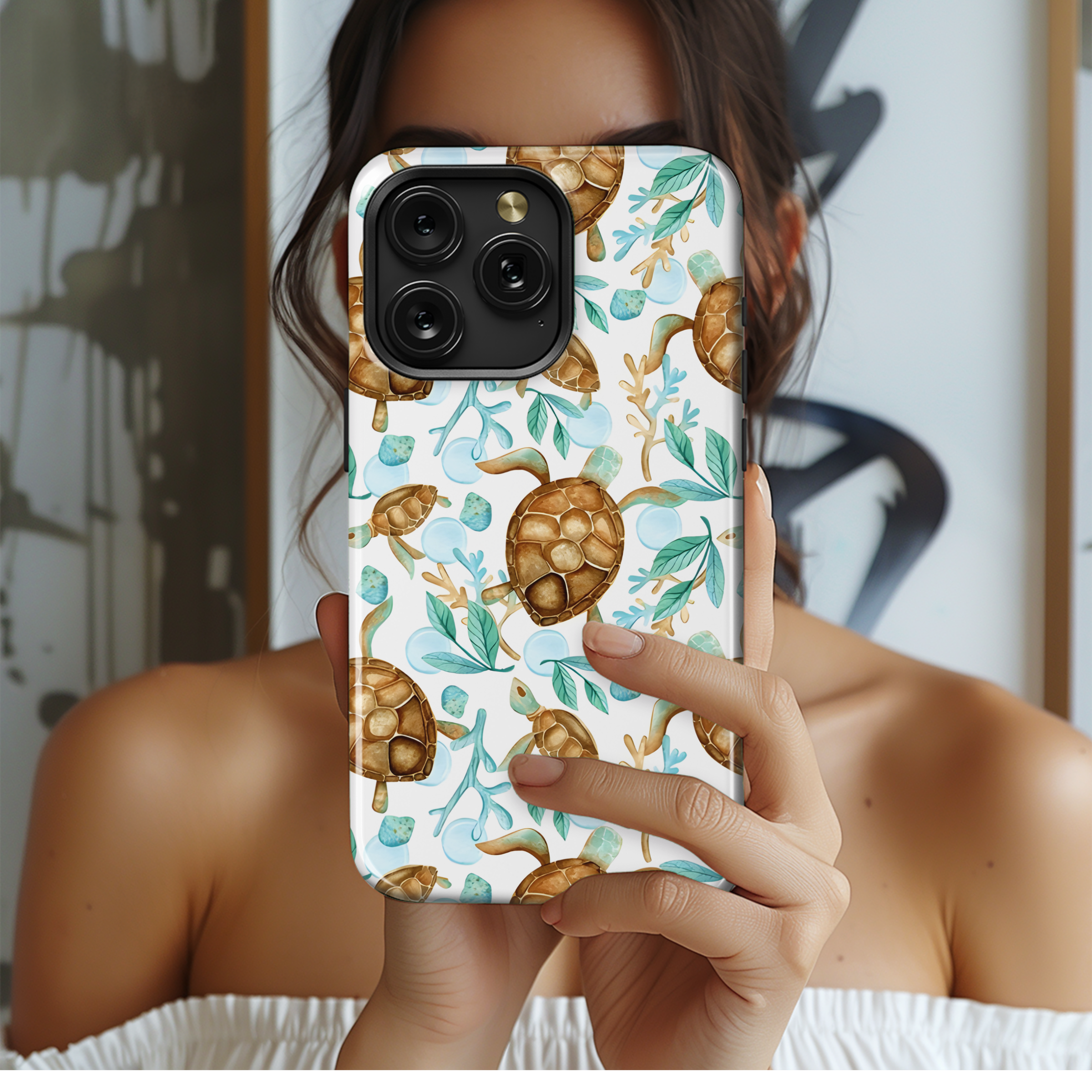 Seamless Underwater Watercolor Pattern Phone Case iPhone Samsung Cover Pixel 2329