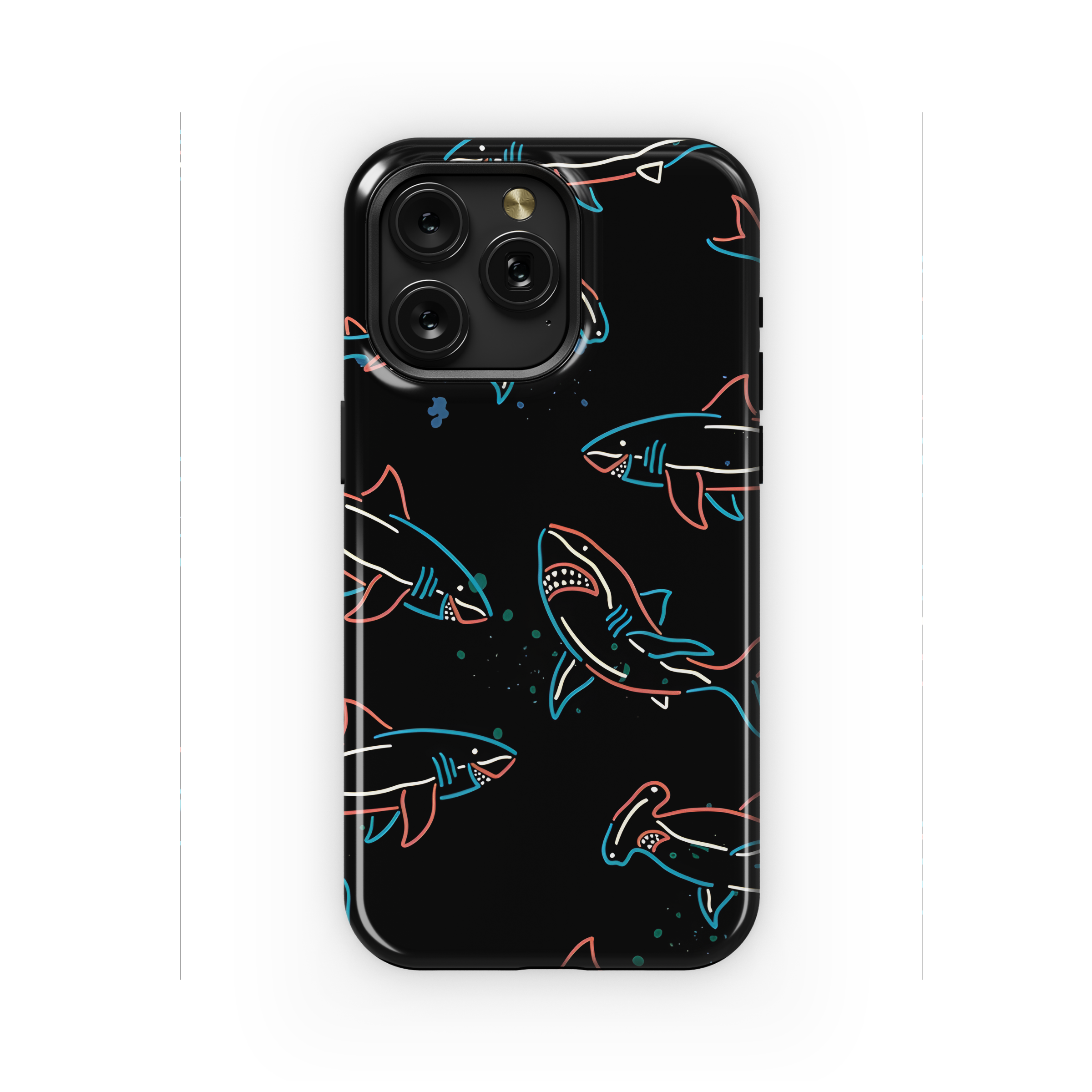 Shark Neon Pattern Phone Case iPhone Samsung Cover Pixel 2369