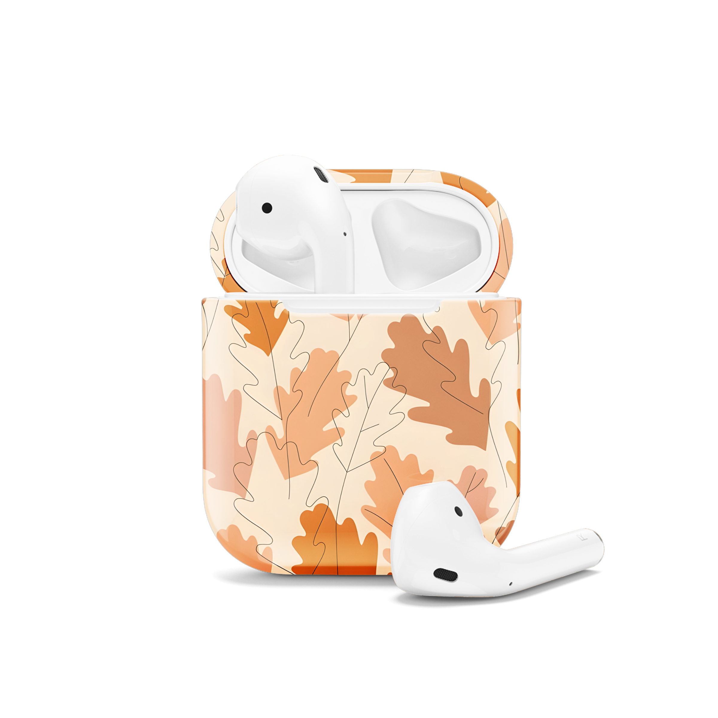 Silhouette and line art autumn leaves AirPods Case AirPods Pro AirPods Pro 2 AirPods 3 AirPods 2 Glossy 2388