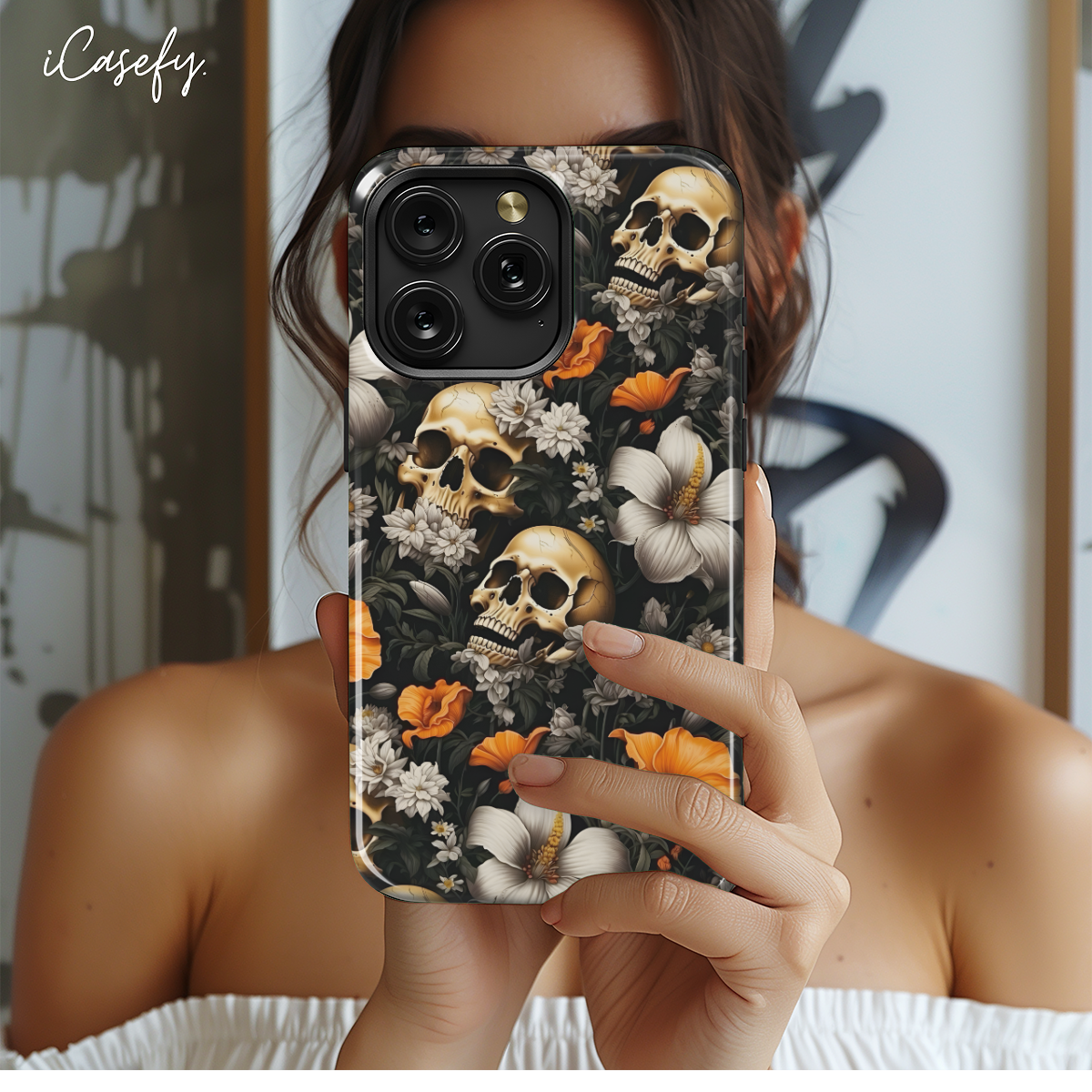 Skull Head Floral Paradise Phone Case iPhone Samsung Cover Pixel 1701