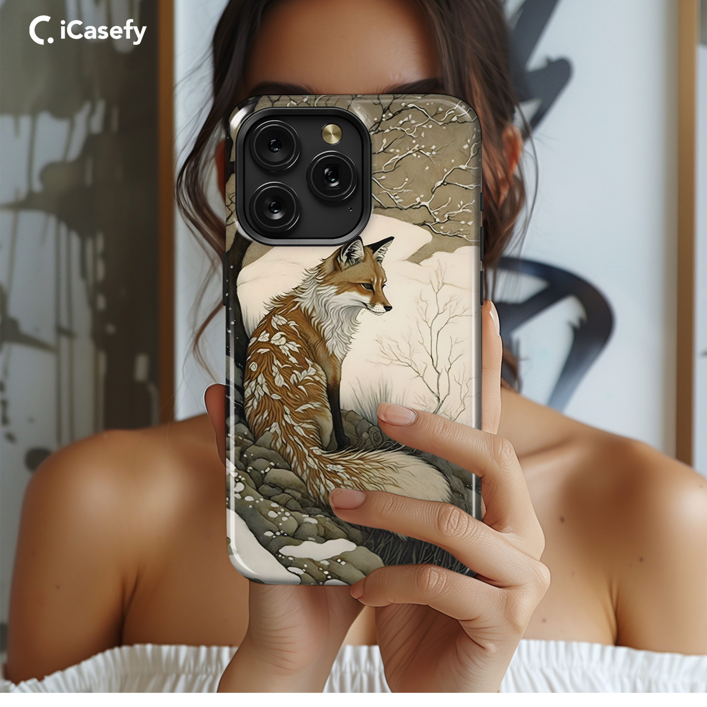 Snow Texture Fox Winter Phone Case iPhone Samsung Cover Pixel 1921