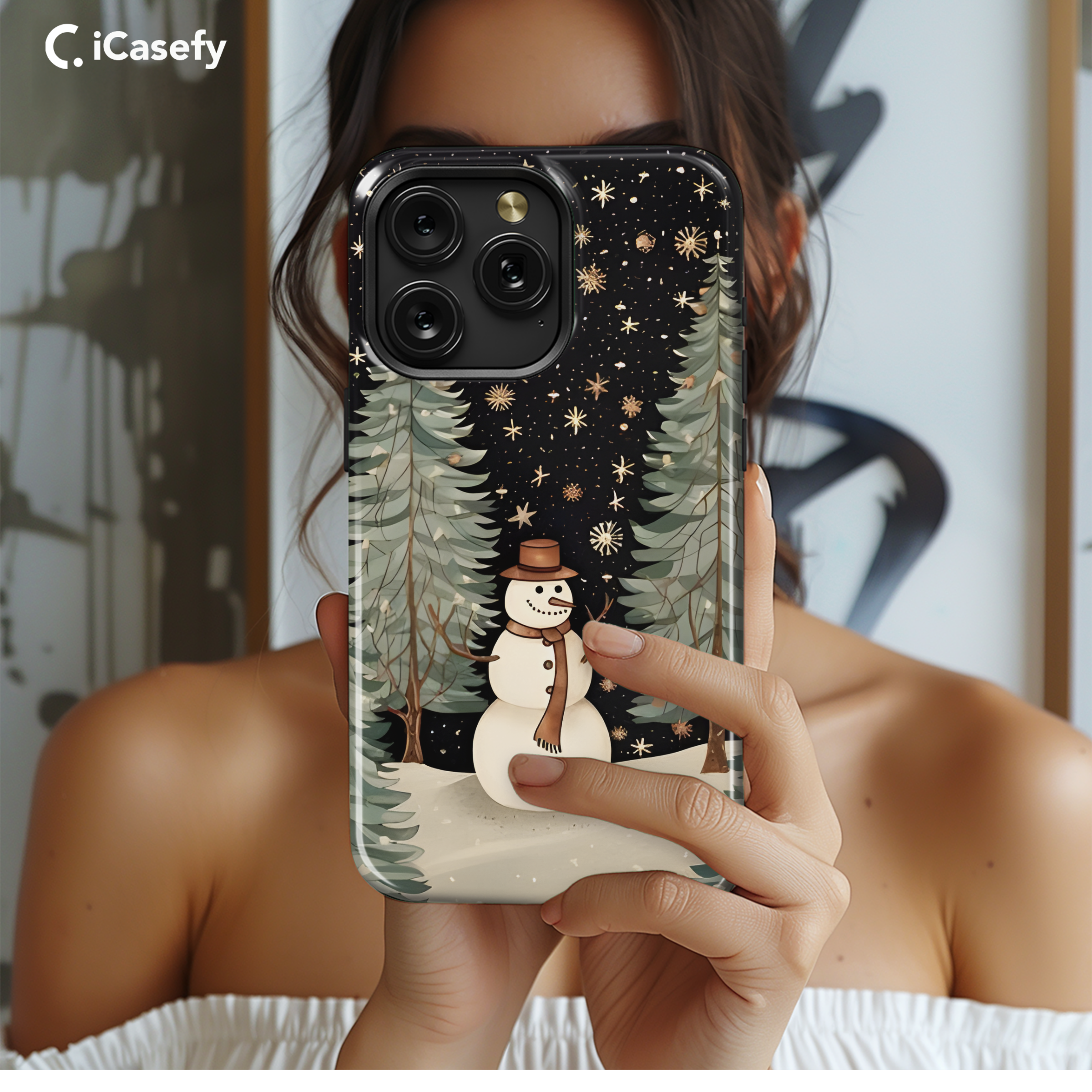 Snow Texture Snowmen Winter Phone Case iPhone Samsung Cover Pixel 1922