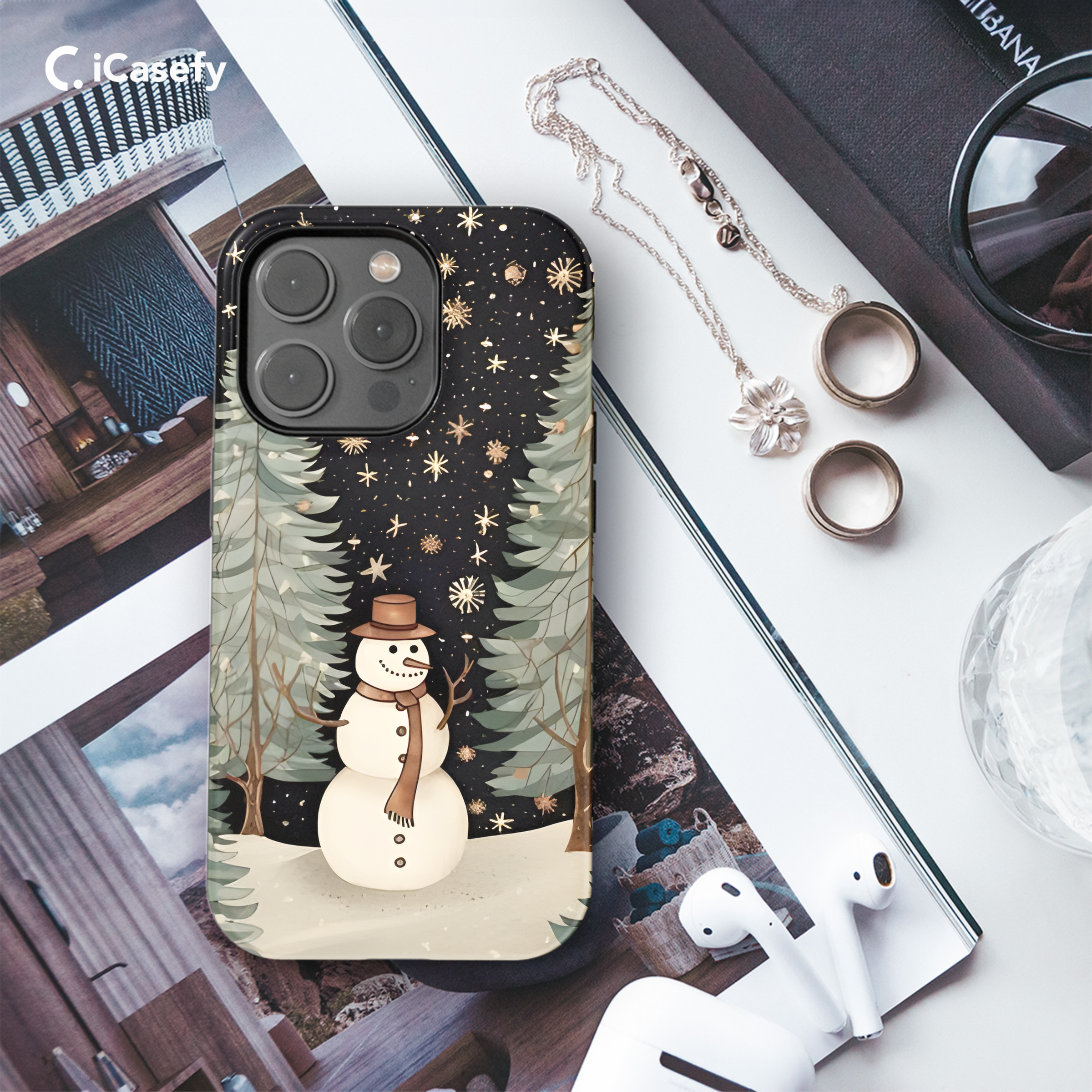 Snow Texture Snowmen Winter Phone Case iPhone Samsung Cover Pixel 1922