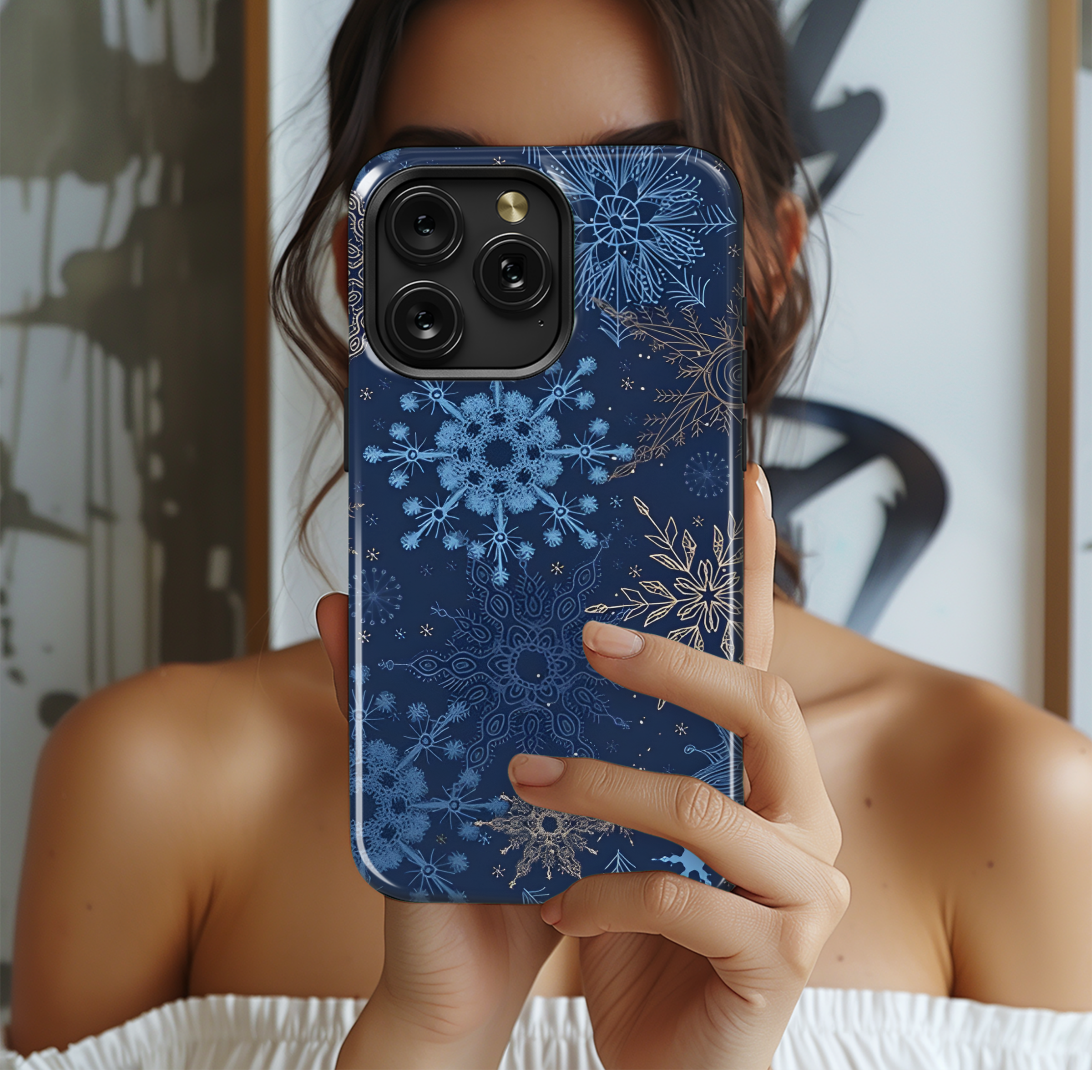 Snowflake Christmas New Year Pattern Phone Case iPhone Samsung Cover Pixel 2316