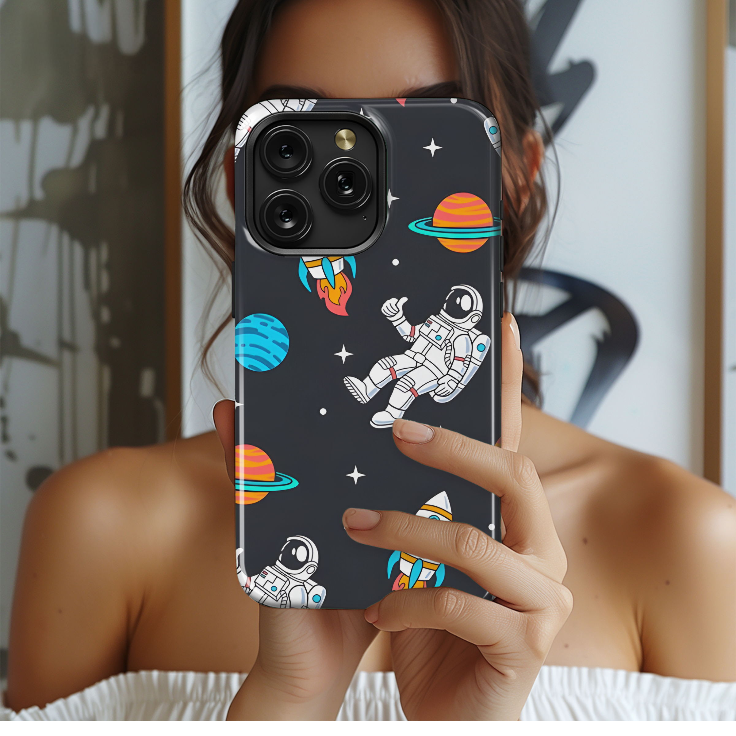 Space Cartoon Phone Case iPhone Samsung Cover Pixel 2612