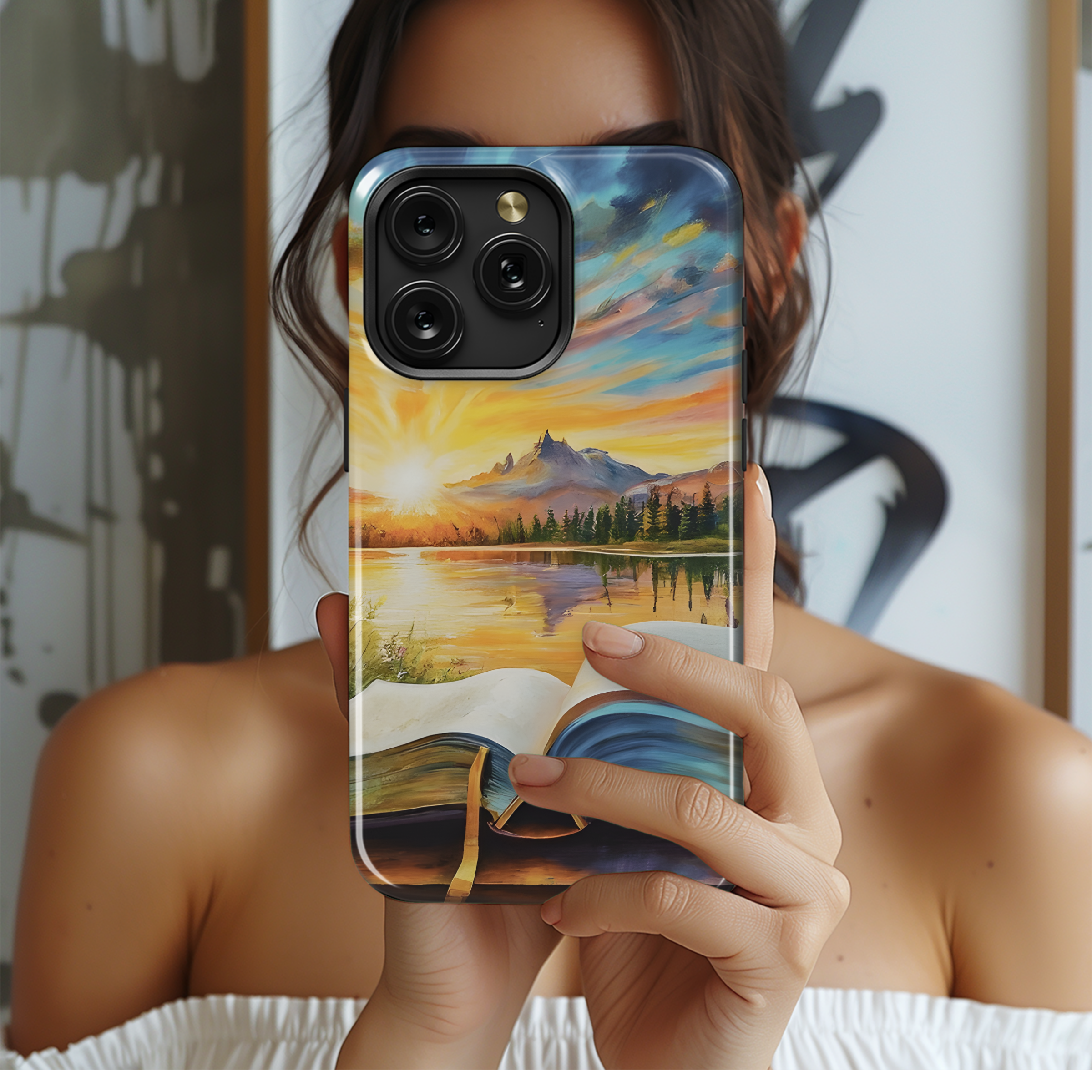 Spectacular Landscape with Open Holy Book and Aura Phone Case iPhone Samsung Cover Pixel 2240