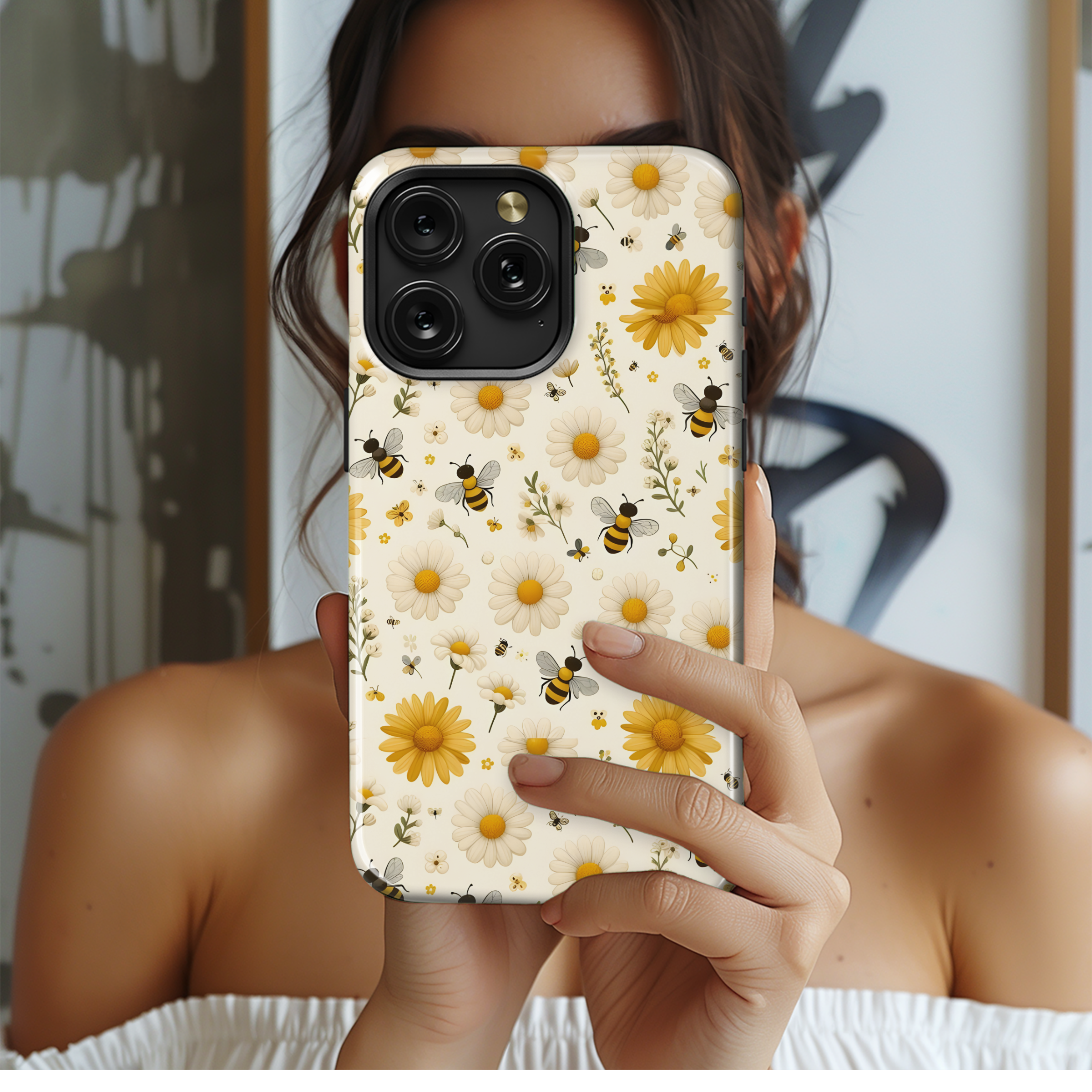 Spring Bee Daisy Phone Case iPhone Samsung Cover Pixel 1990