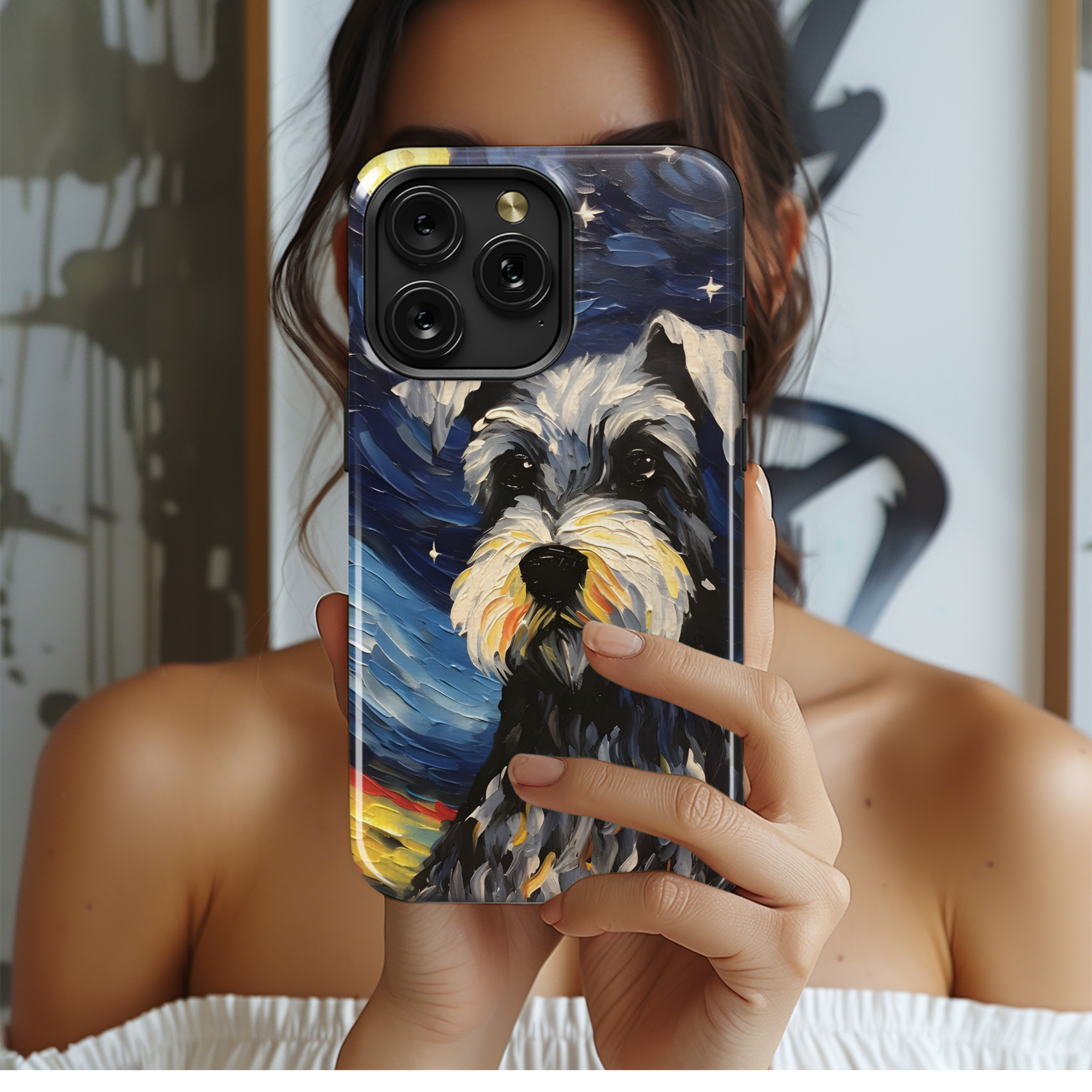 Starry Night Miniature Schnauzer Phone Case iPhone Samsung Cover Pixel 2032