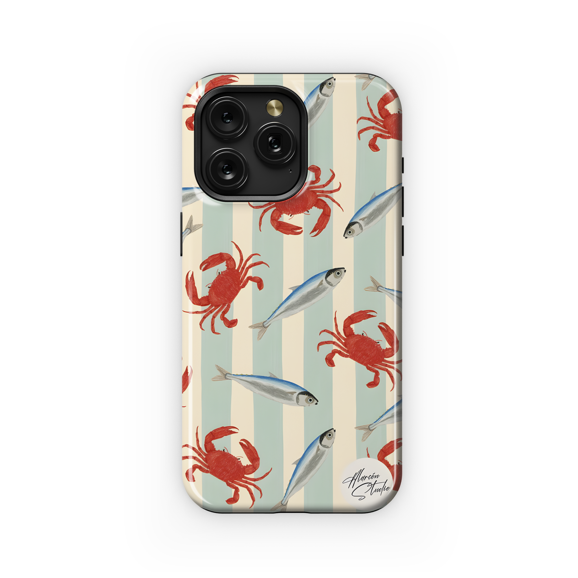 Striped Crabs Sardines Fish Phone Case iPhone Samsung Cover Pixel 1971