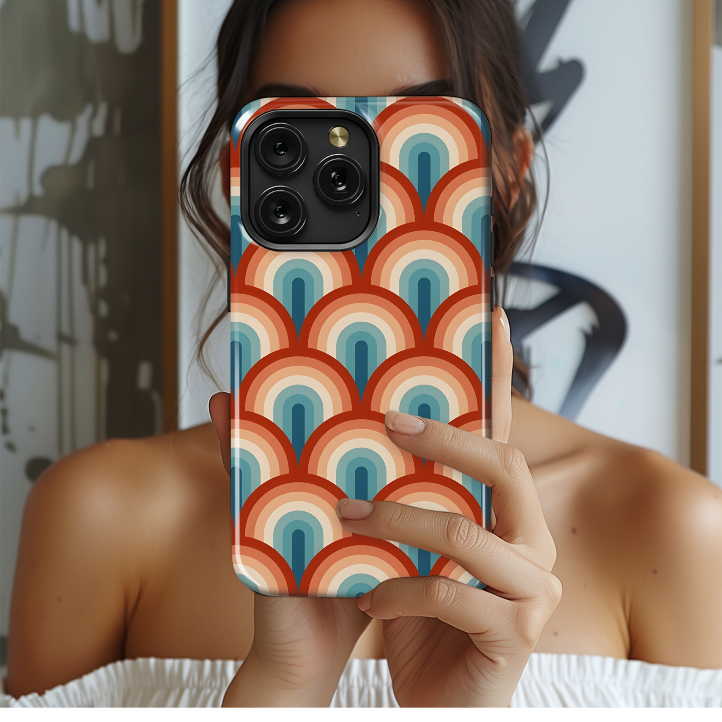 Striped Retro 70s Rainbow Phone Case iPhone Samsung Cover Pixel 2337