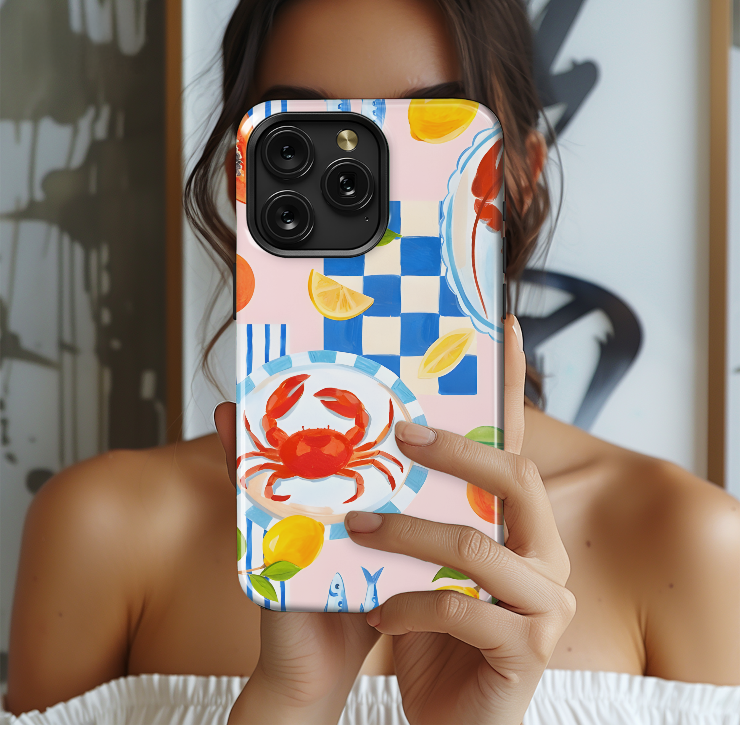 Summer Vacation Seamless Greek Pattern Phone Case iPhone Samsung Cover Pixel 2269