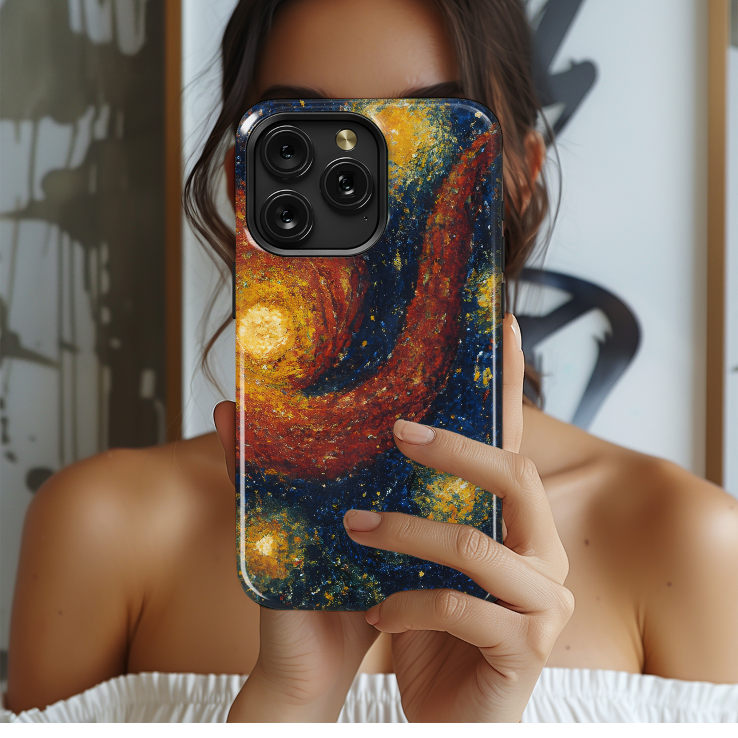 The Starry Night Oil Canvas Phone Case iPhone Samsung Cover Pixel 2937