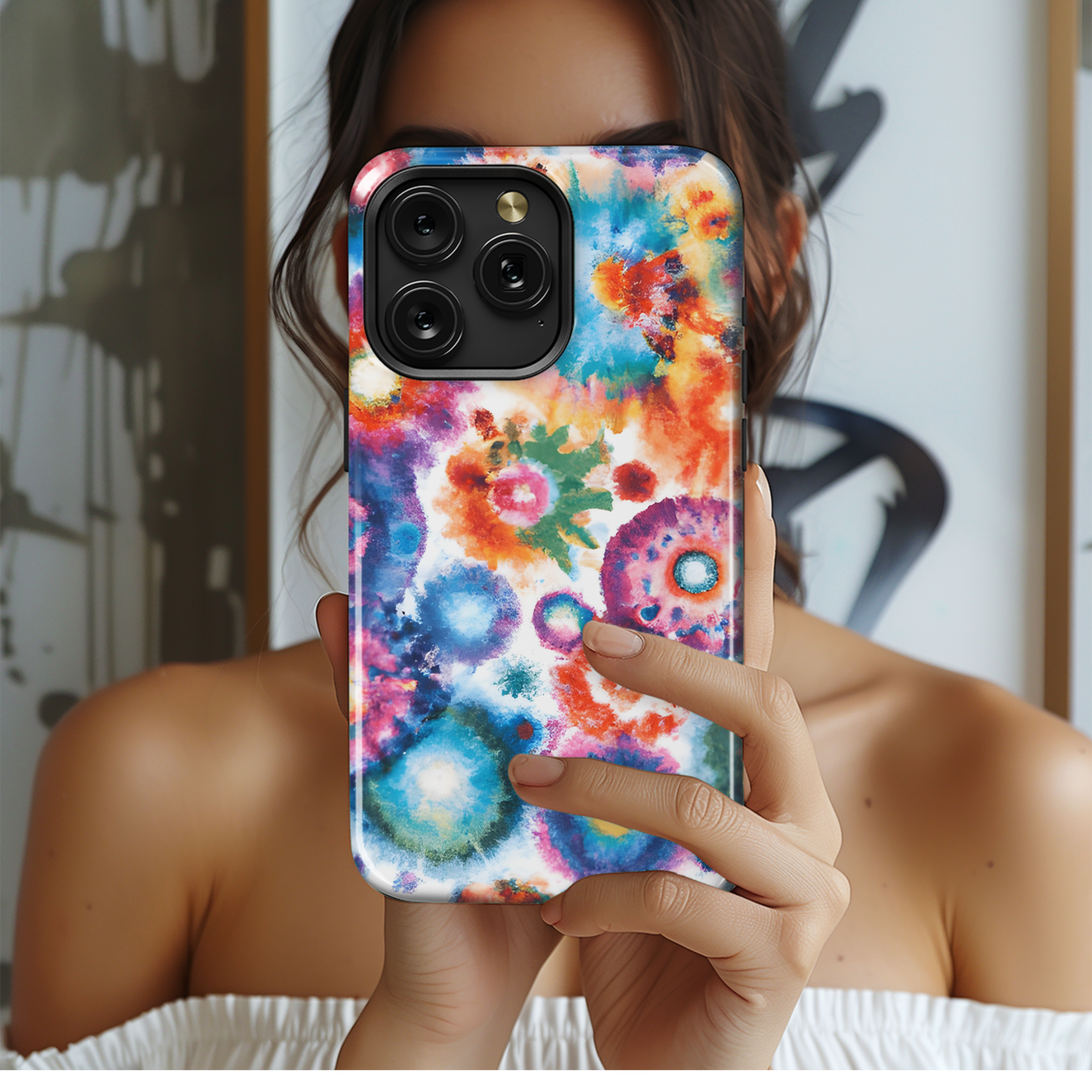 Tie Dye Rainbow Watercolor Phone Case iPhone Samsung Cover Pixel 2860