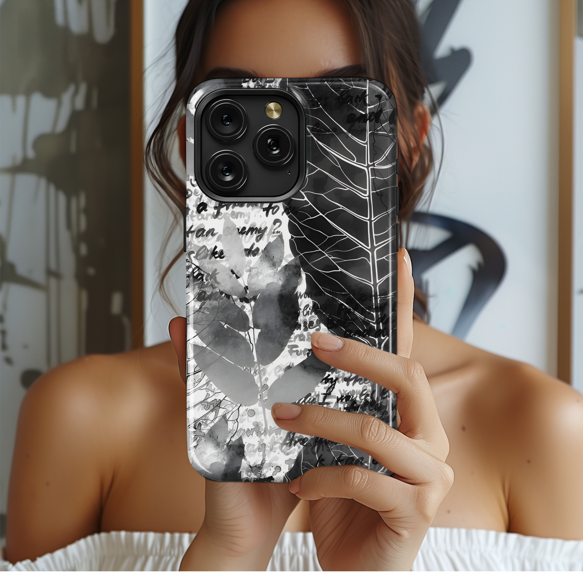 Vintage Seamless Leaf Letter Pattern Phone Case iPhone Samsung Cover Pixel 2294