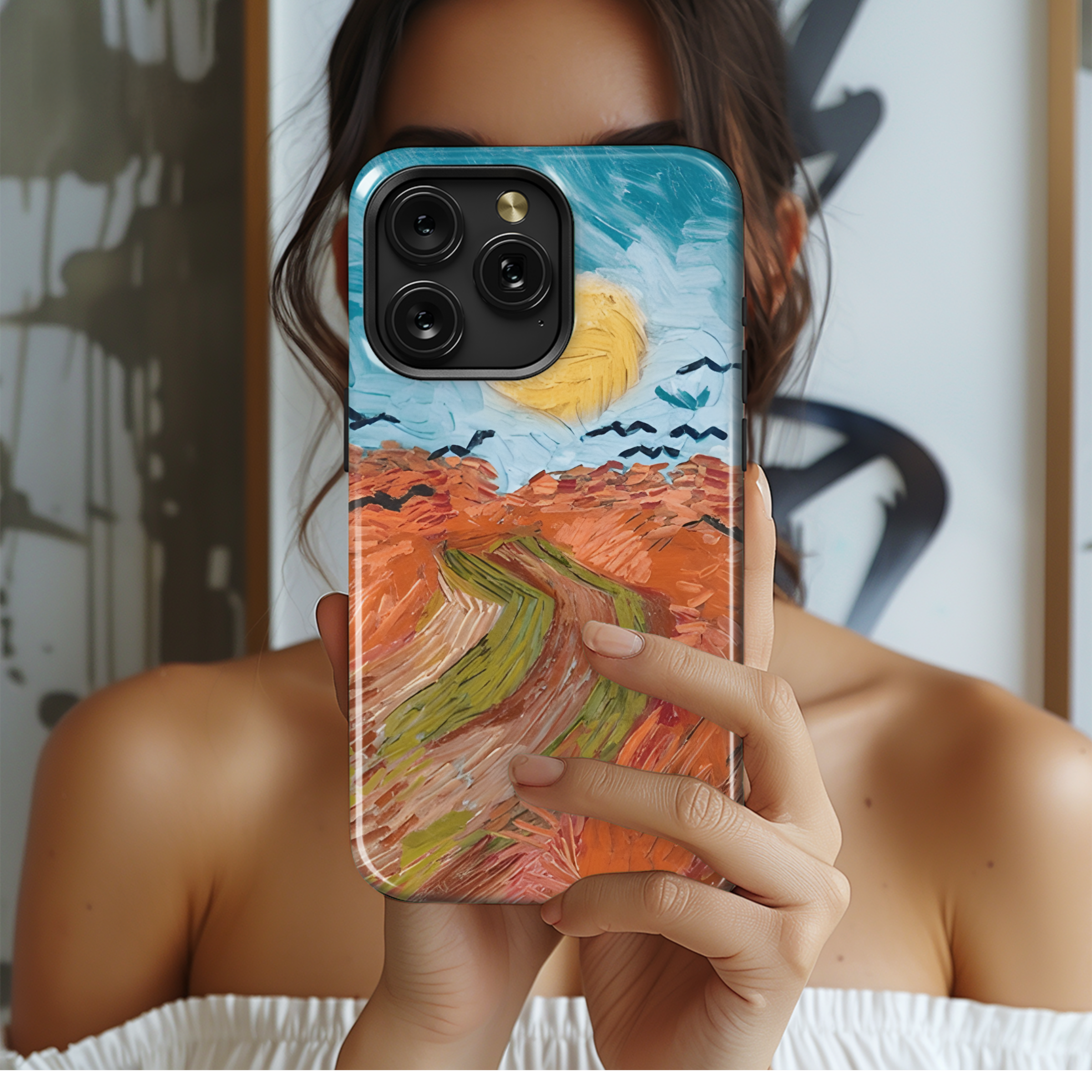 Vintage Van Gogh Wheatfield Crows Phone Case iPhone Samsung Cover Pixel 2413