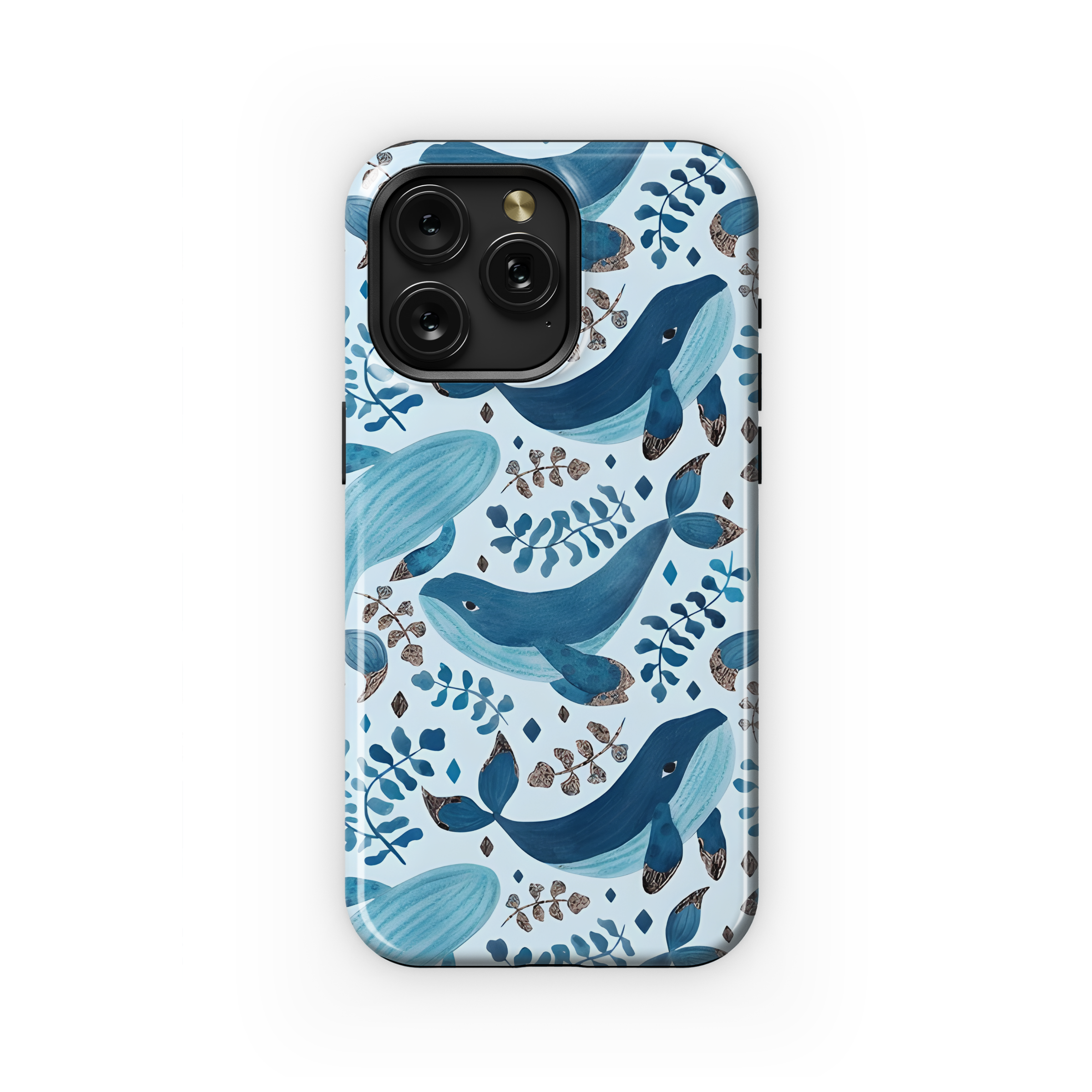 Watercolor Blue Whales and Algae Phone Case iPhone Samsung Cover Pixel 2637