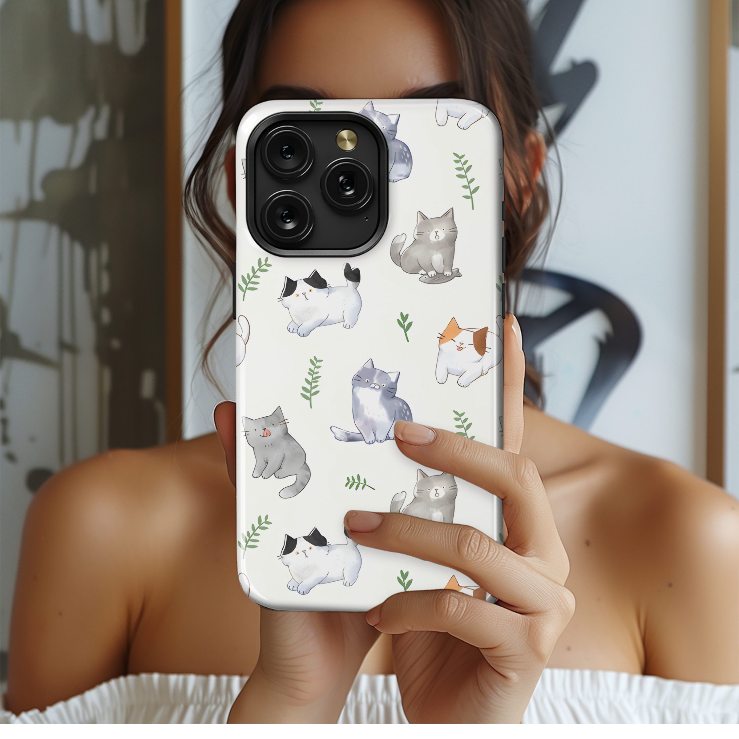 Watercolor Cat Phone Case iPhone Samsung Cover Pixel 2615