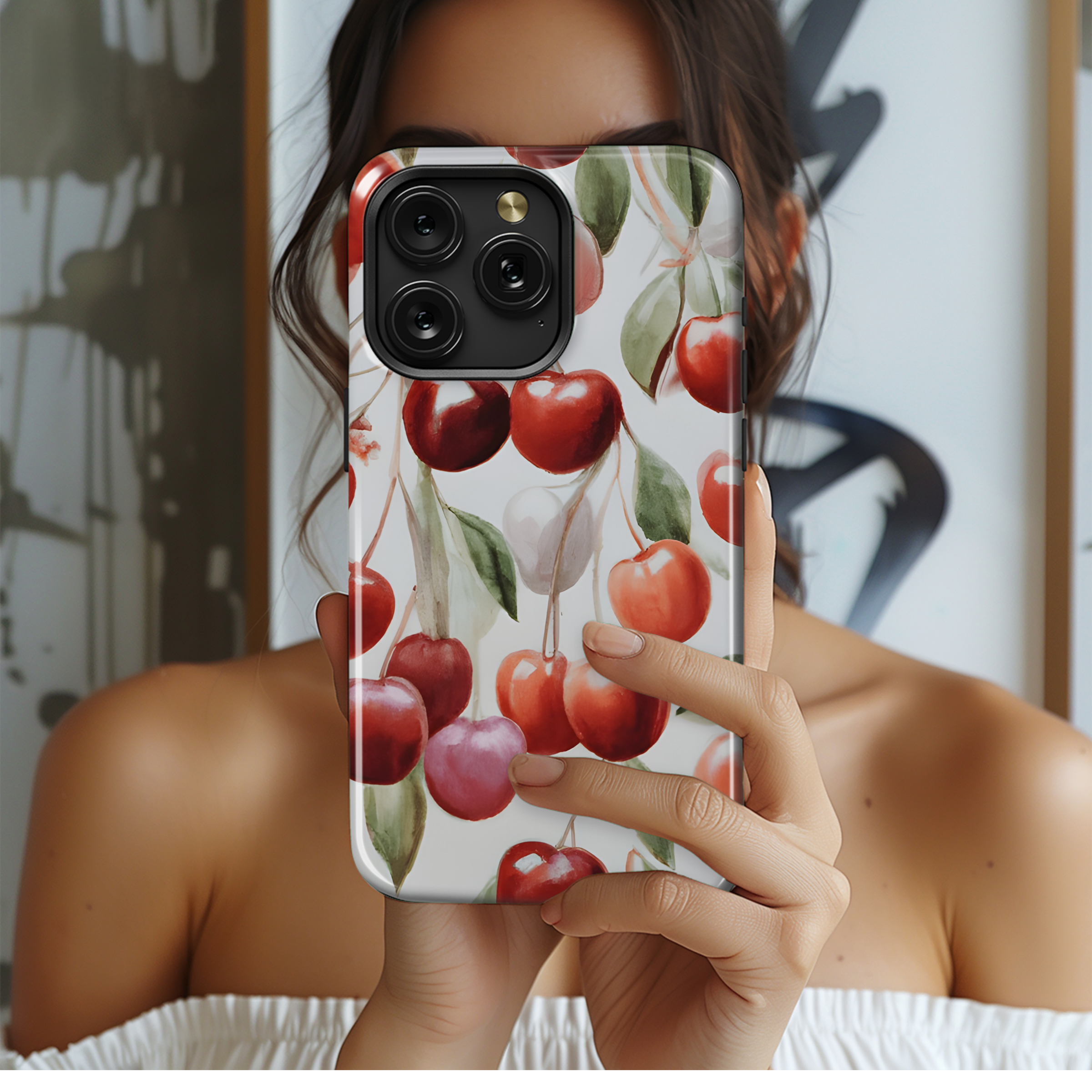 Watercolor Cherry Phone Case iPhone Samsung Cover Pixel 2885