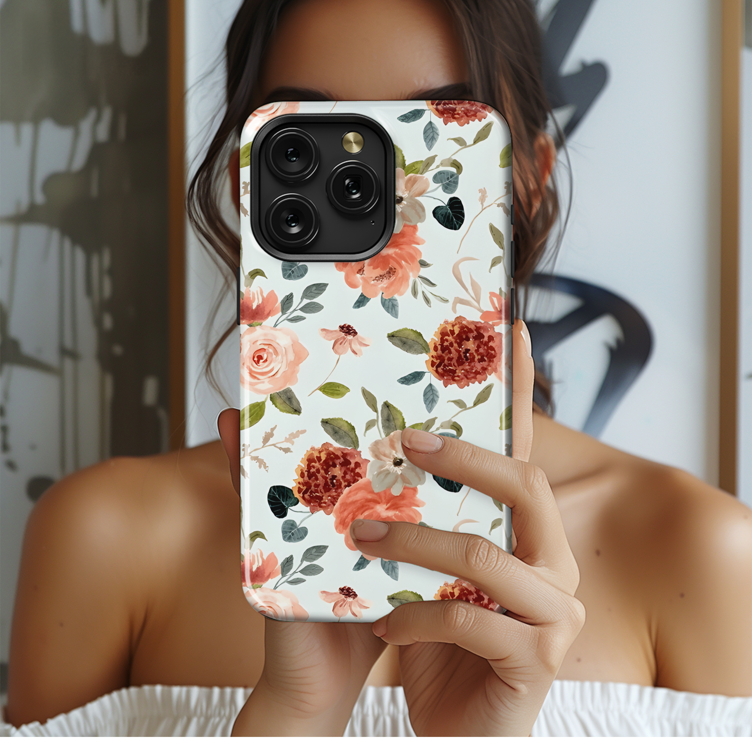 Watercolor Floral Seamless Pattern Phone Case iPhone Samsung Cover Pixel 2347