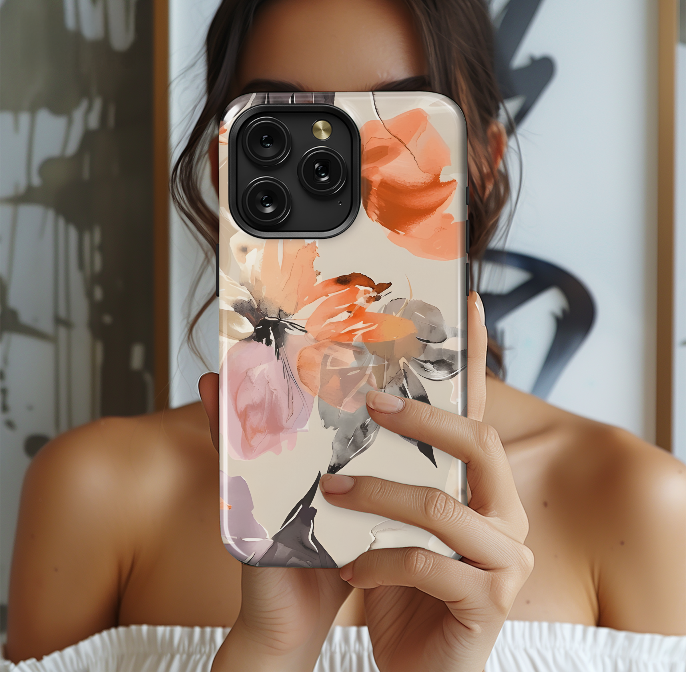 Watercolor Flower Seamless Pattern Phone Case iPhone Samsung Cover Pixel 2436