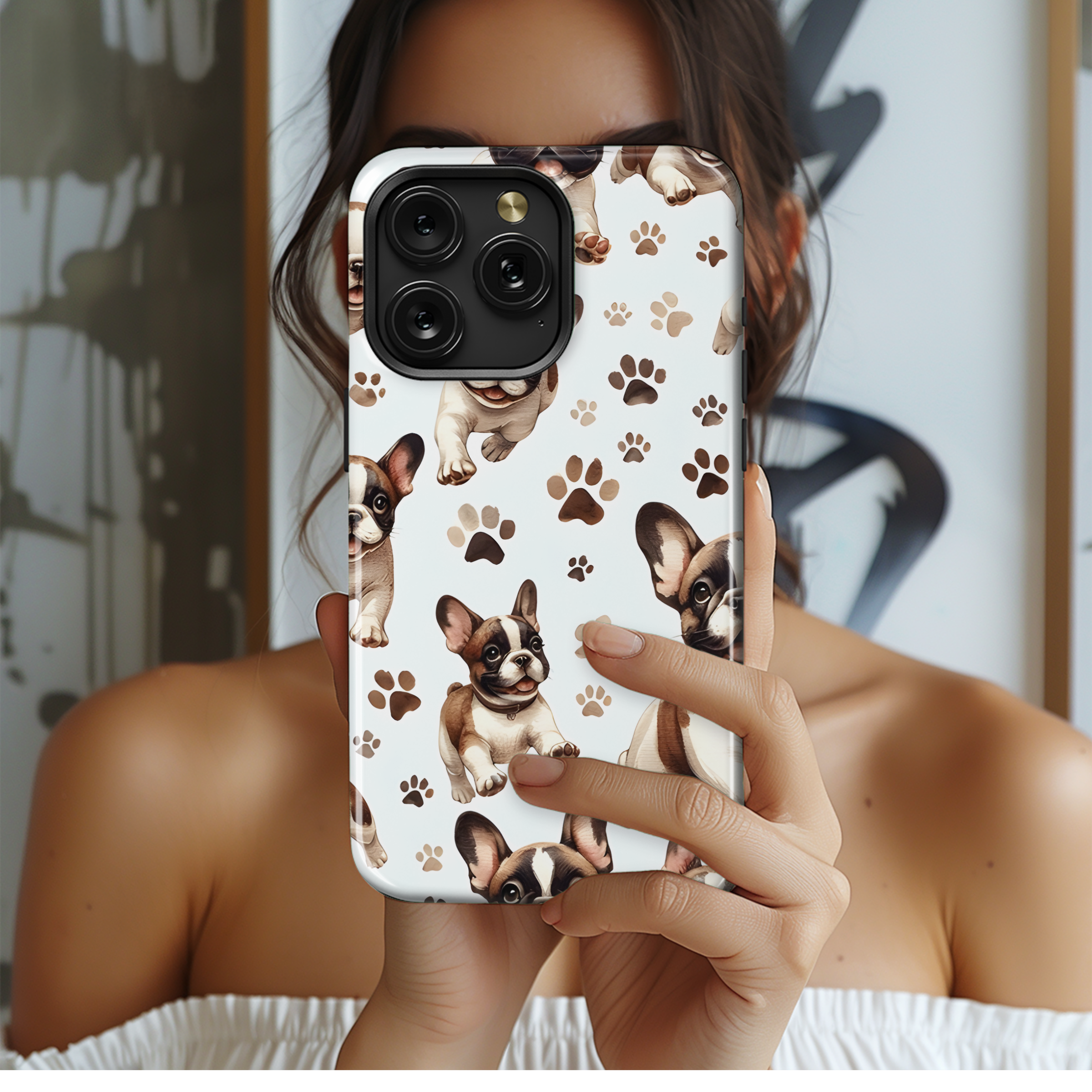 Watercolor French Bulldog Paw Phone Case iPhone Samsung Cover Pixel 2751