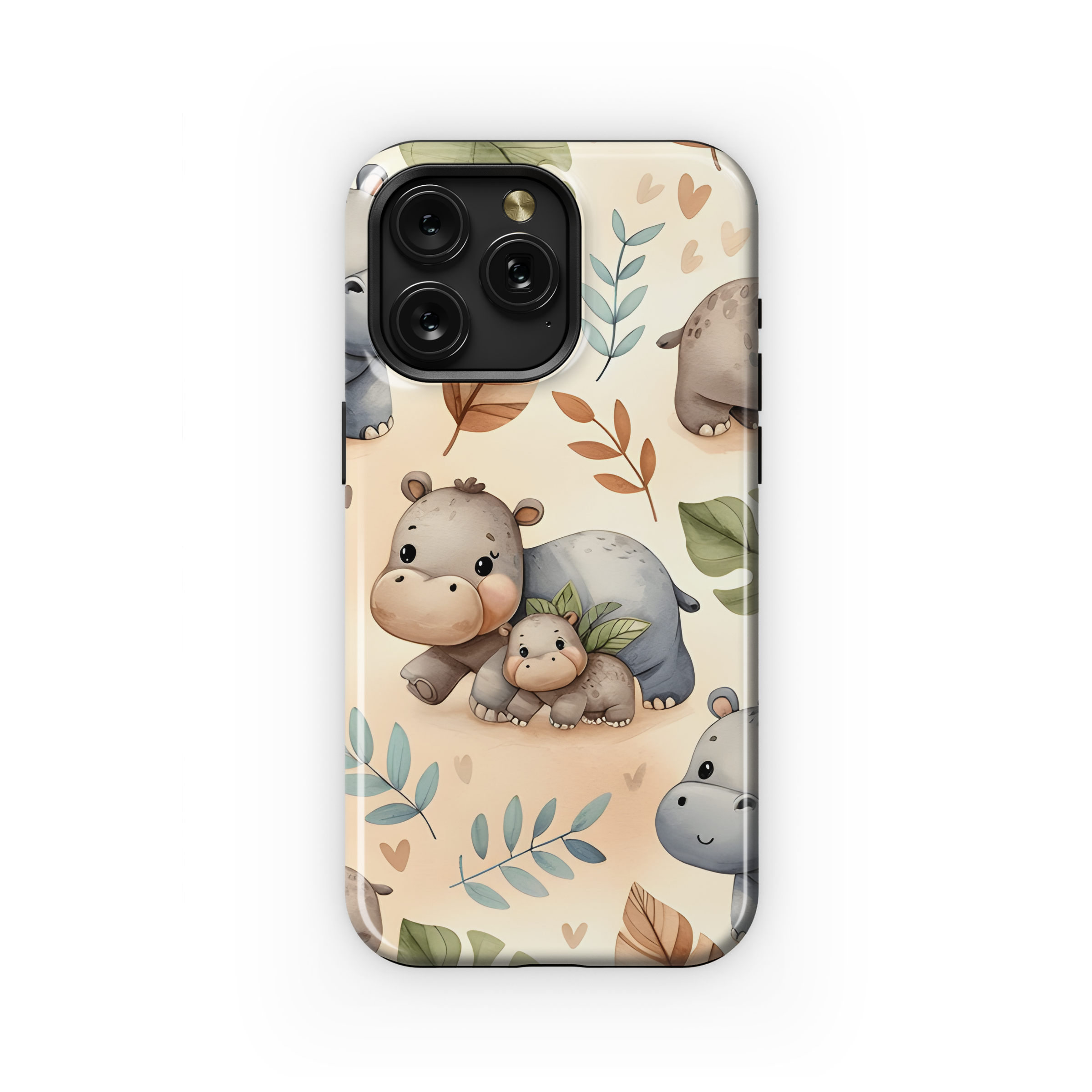 Watercolor Hippo Phone Case iPhone Samsung Cover Pixel 2872