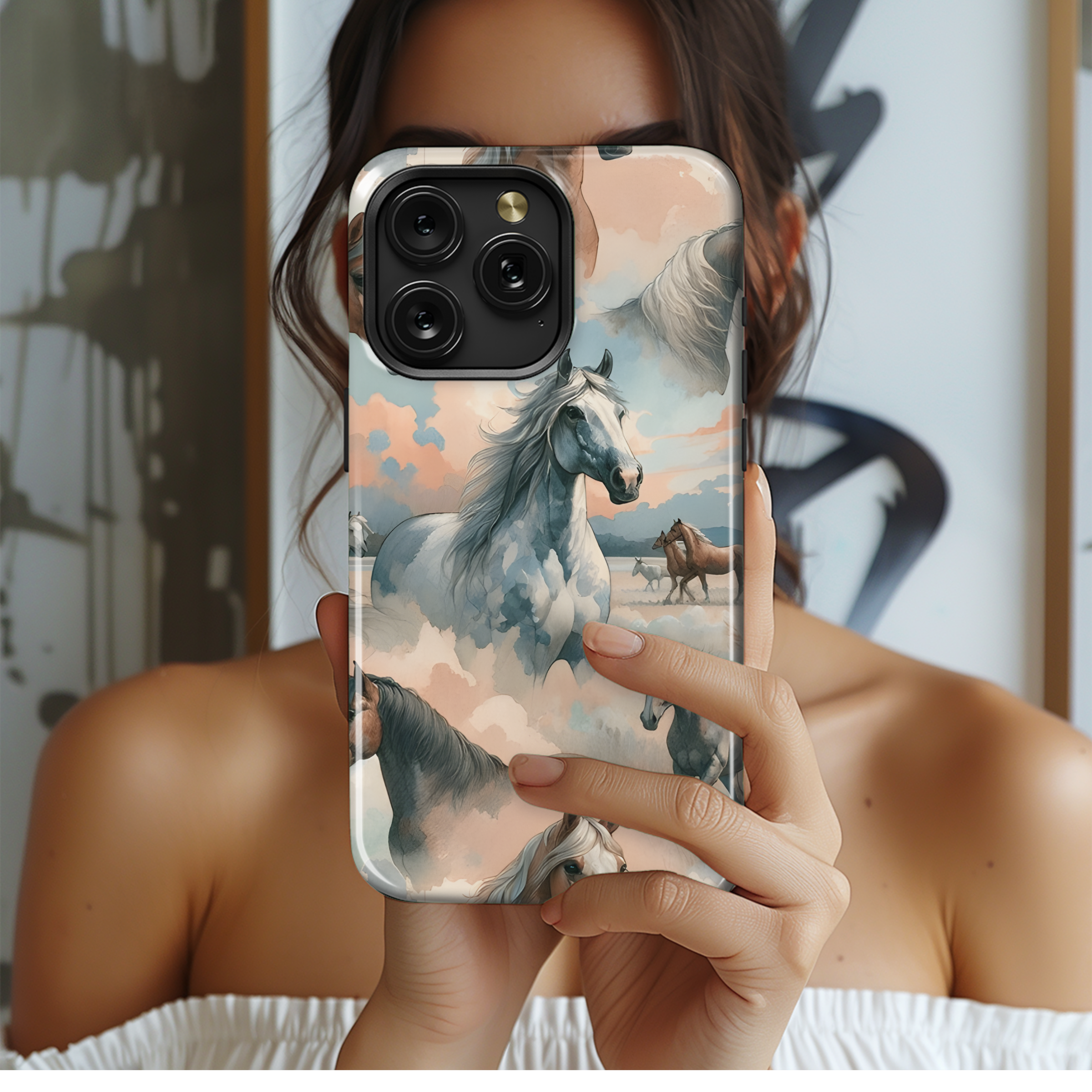 Watercolor Horse Phone Case iPhone Samsung Cover Pixel 2882