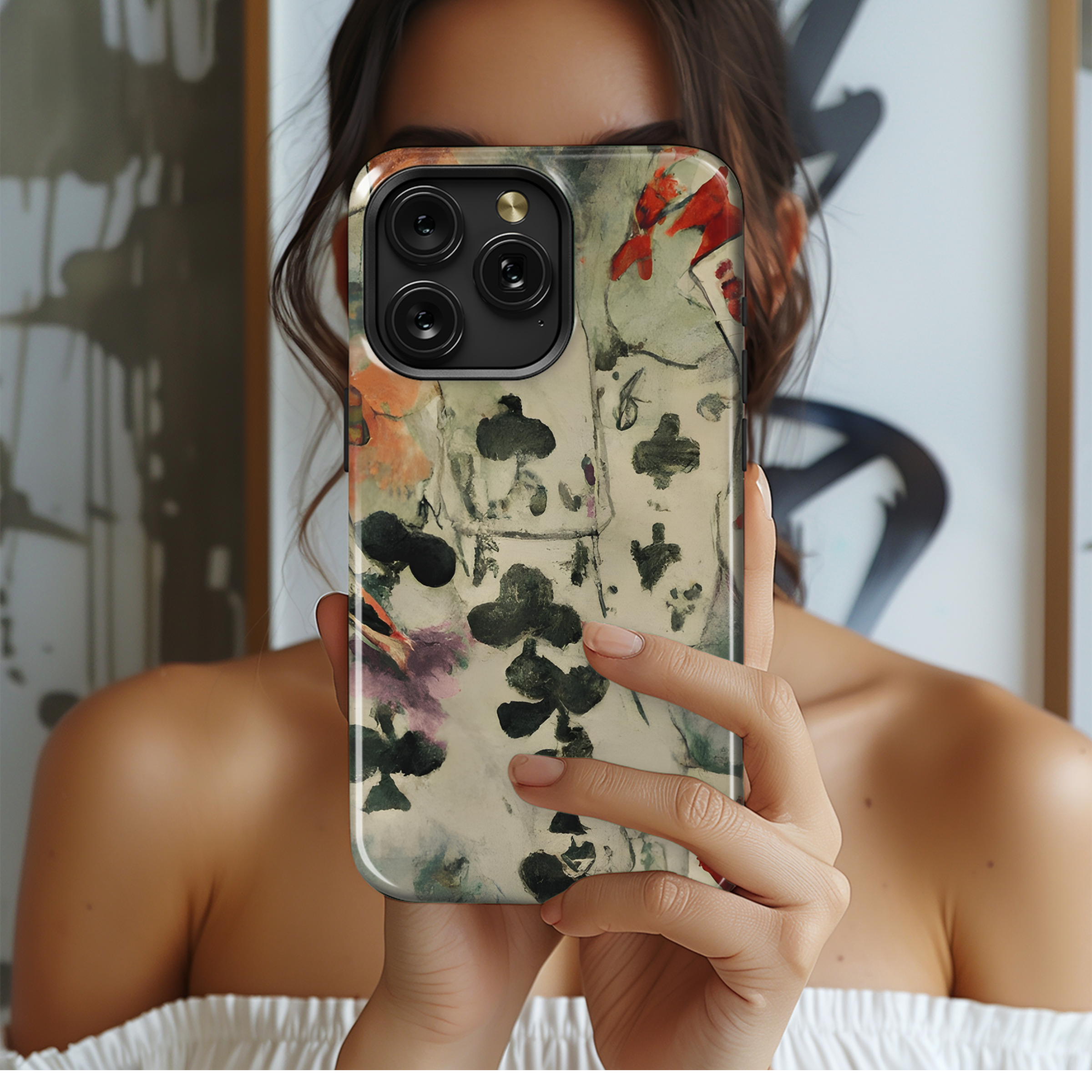 Watercolor Playing Cards with Floral Phone Case iPhone Samsung Cover Pixel 2947