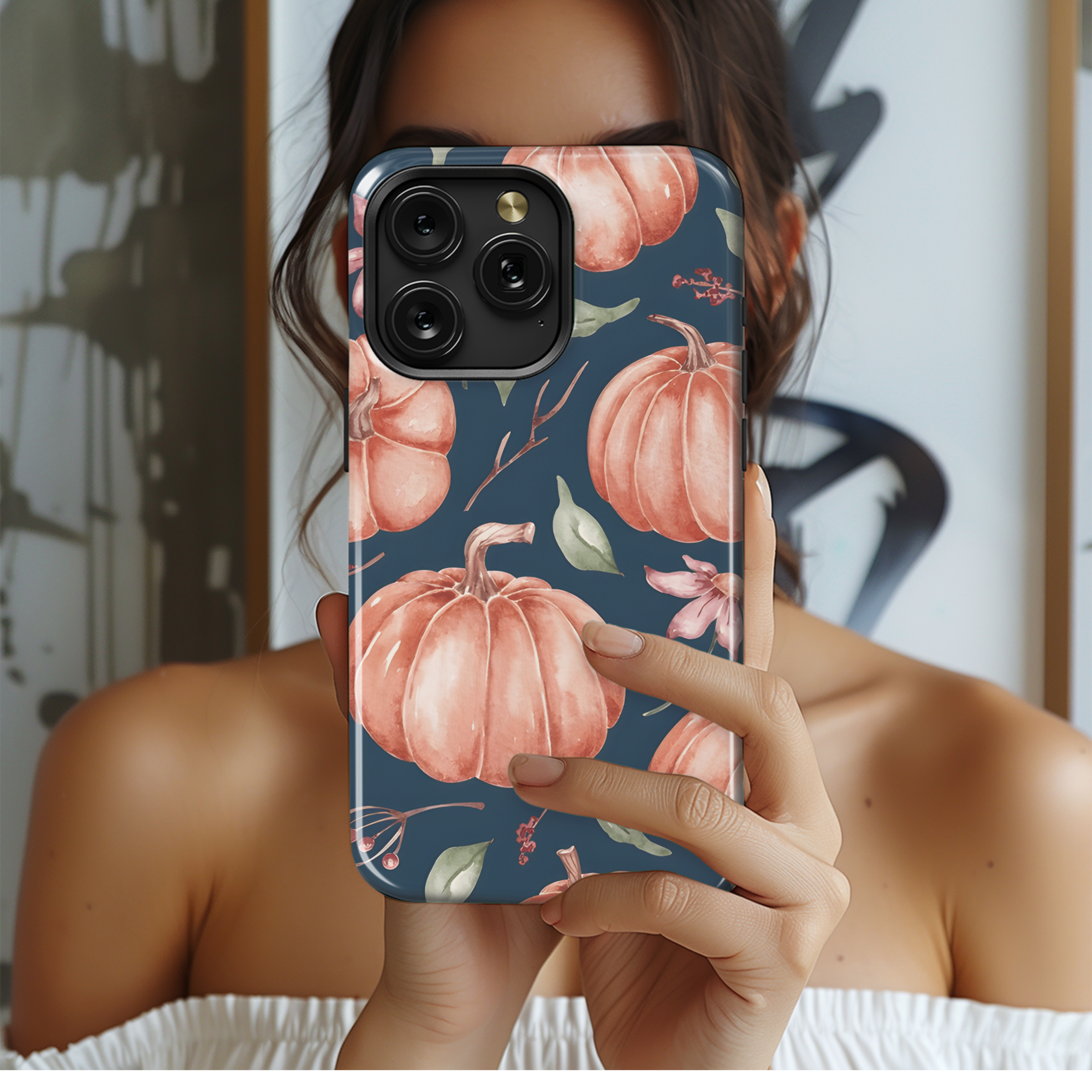 Watercolor Pumpkin Pattern Thanksgiving Halloween Phone Case iPhone Samsung Cover Pixel 2284